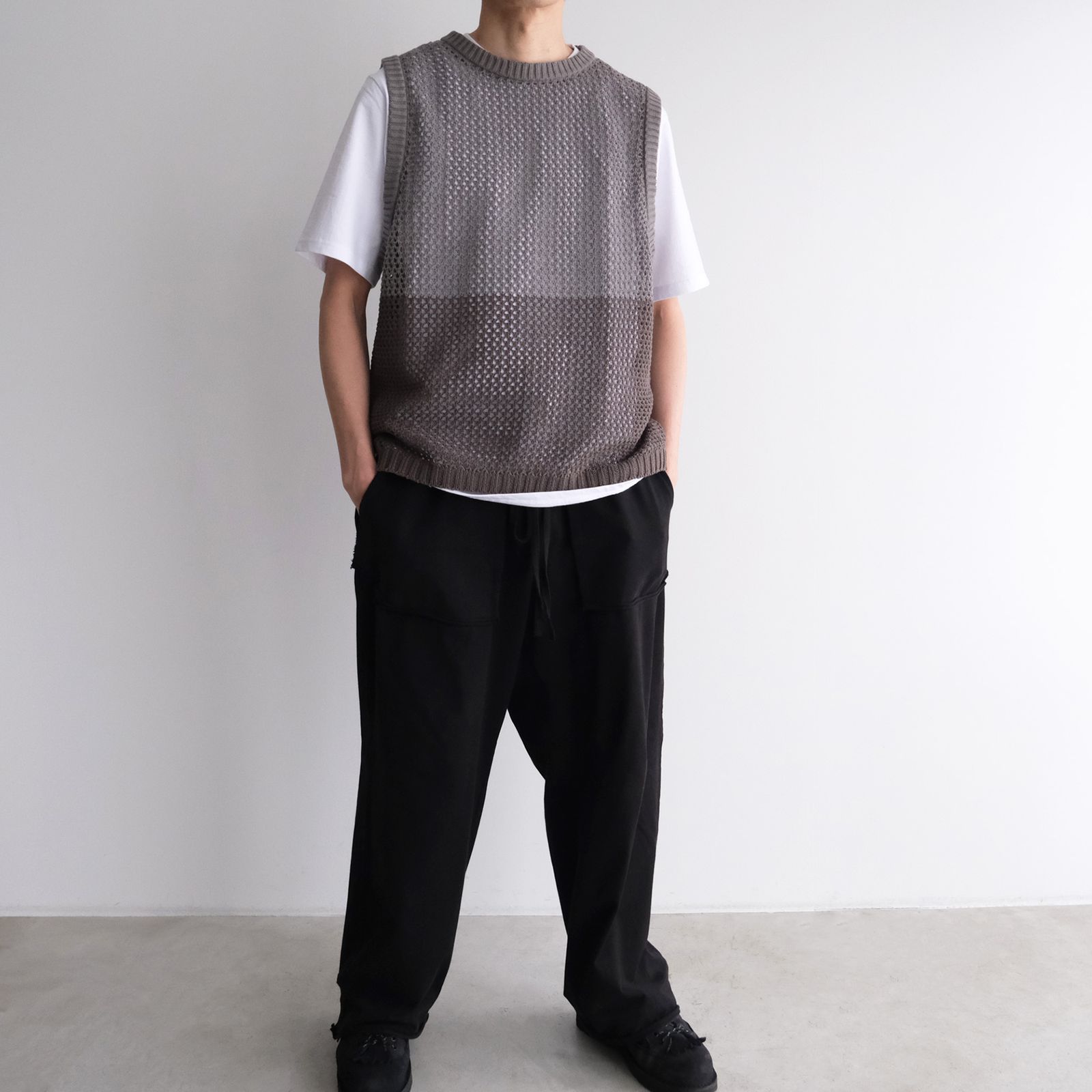 Mesh Knit Vest - ベスト -（Gray / グレー）