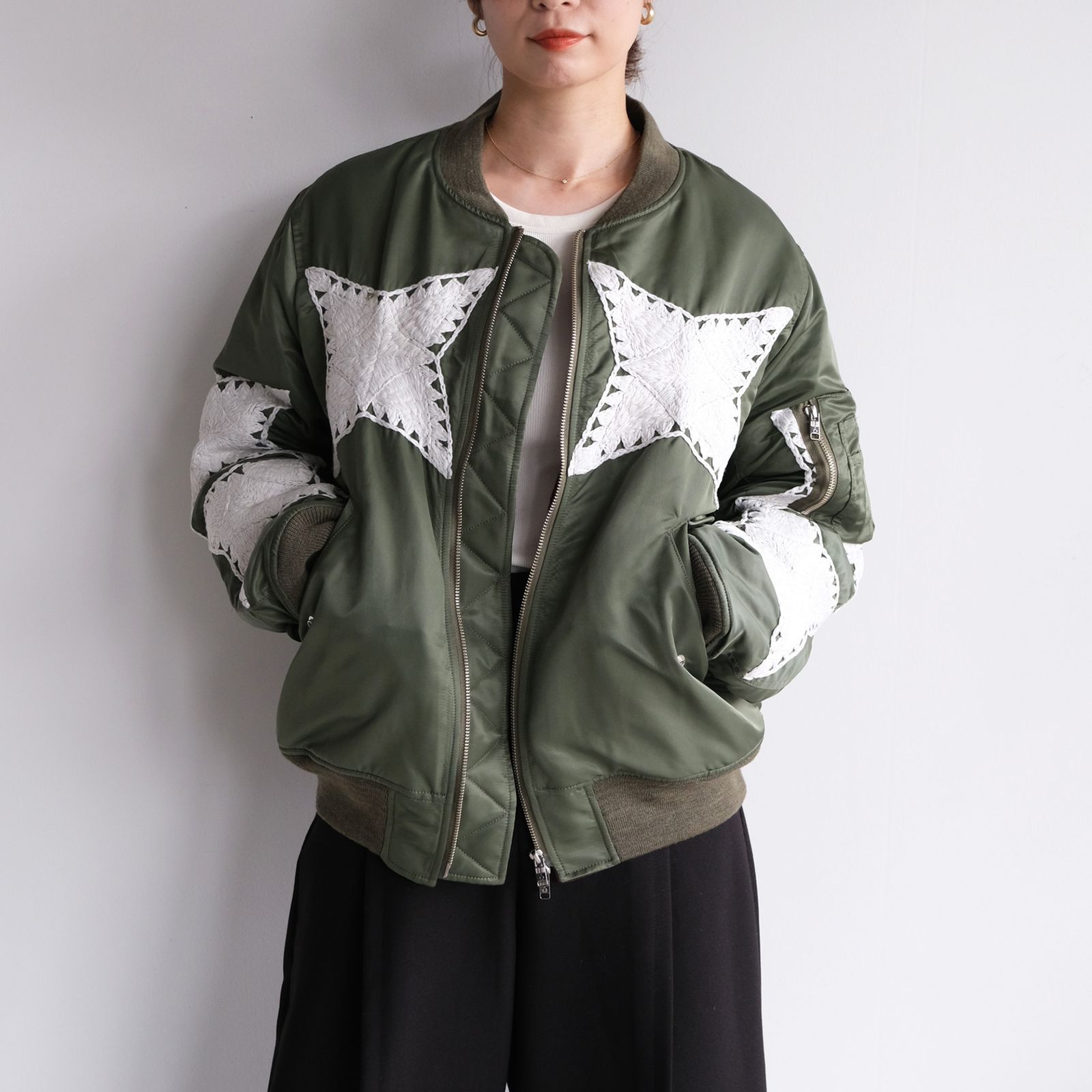 The Craft Hand Embroidery Flight Jacket -ジャケット-（Olive / オリーブ）