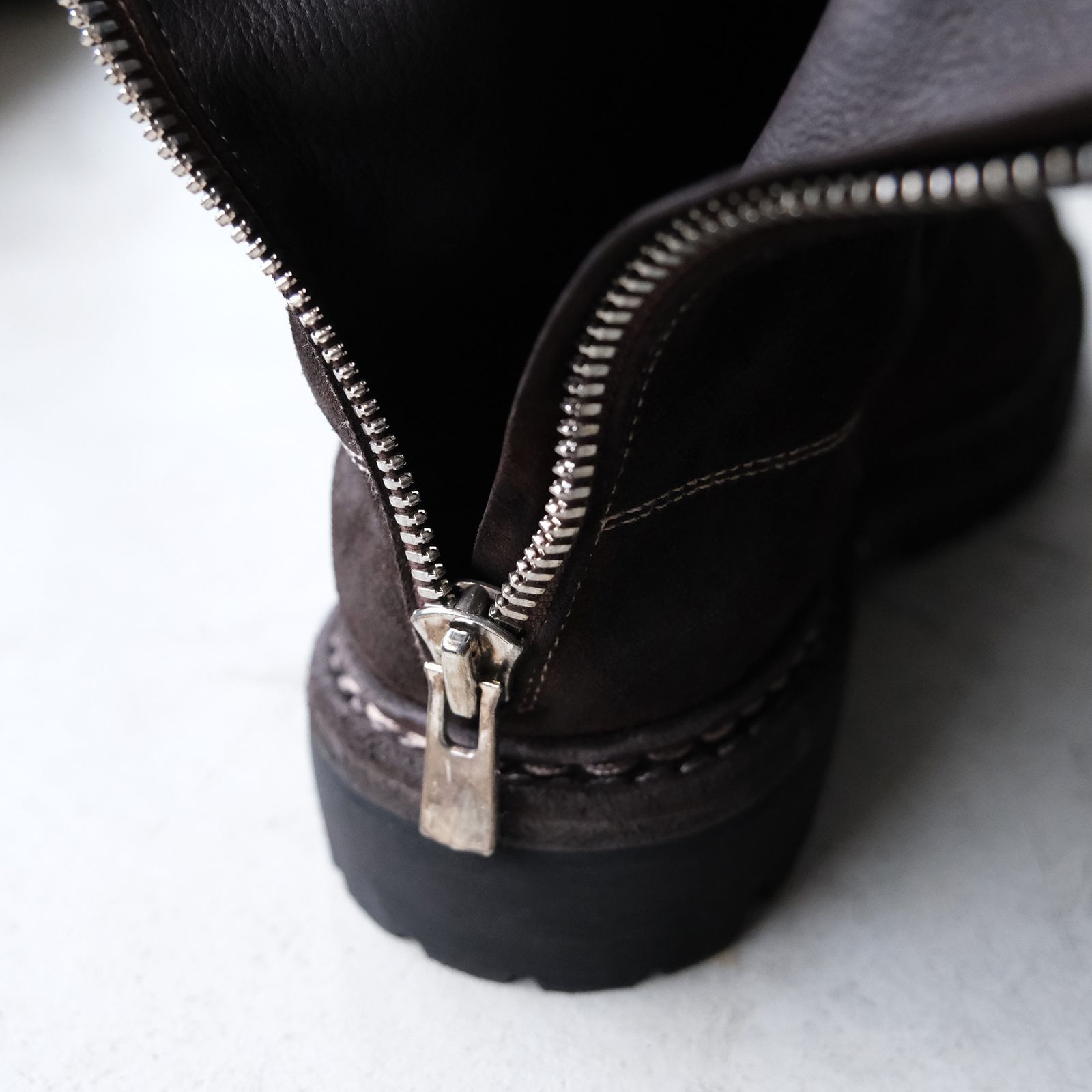 796V_N Calf Reverse Shoes Back Zip Boot -ブーツ-（Brown / ブラウン）