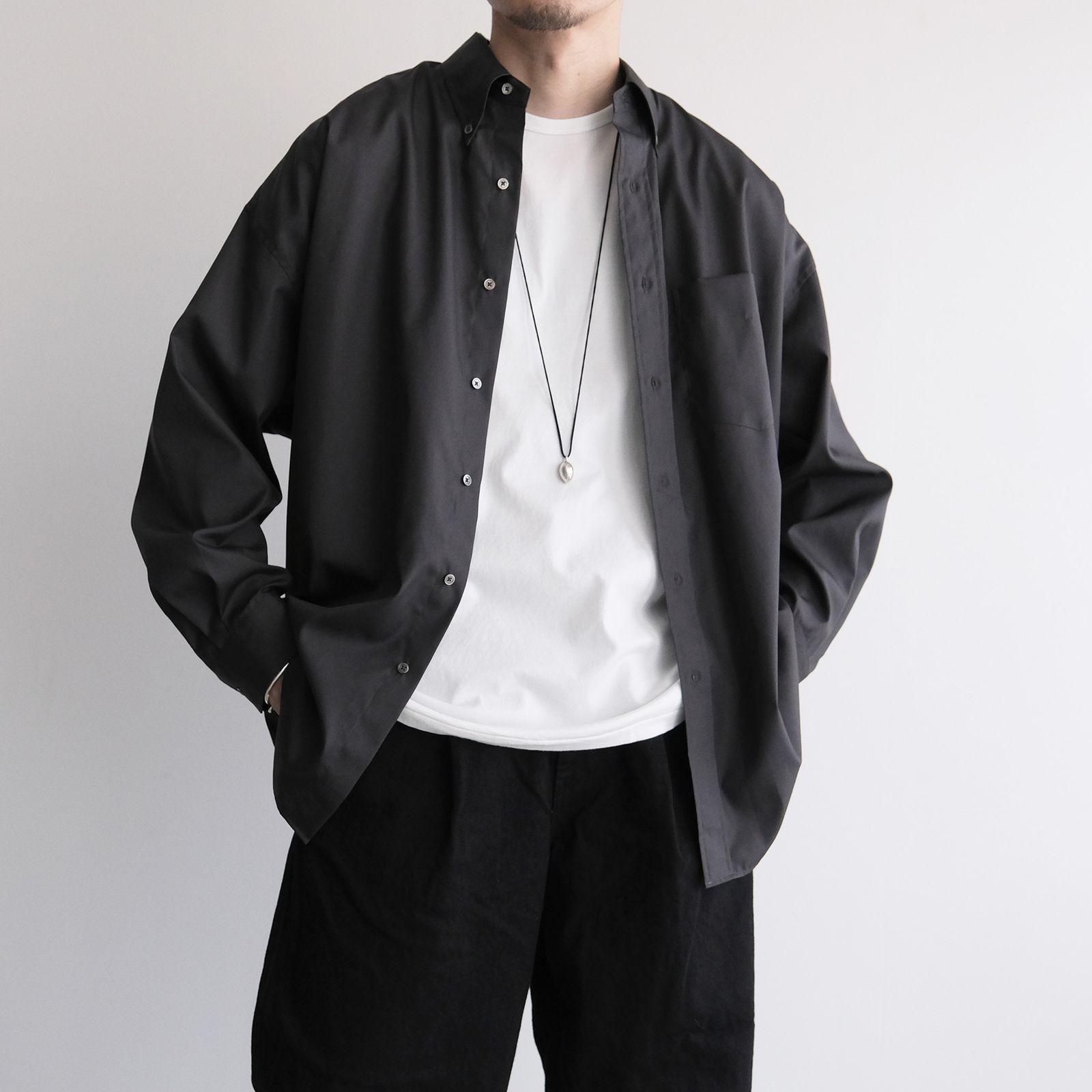 Easy Care Poplin L/S Oversized B.D Shirt -シャツ-（Gray / グレー）GM263-50620