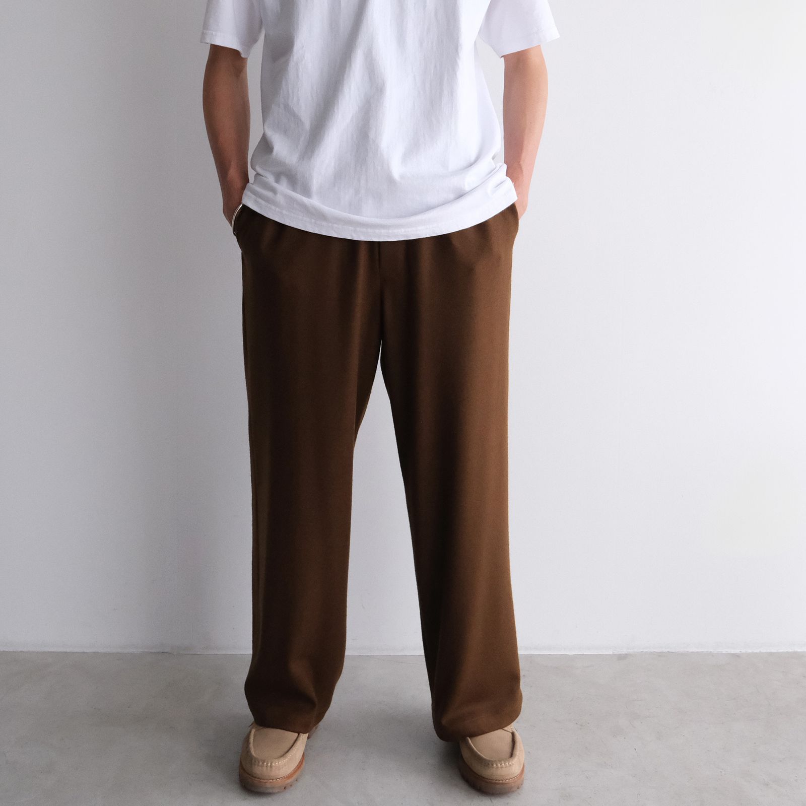 Wool Smooth Flannel Easy Wide Pants -ワイドパンツ-（Brown / ブラウン）GU253-40223B