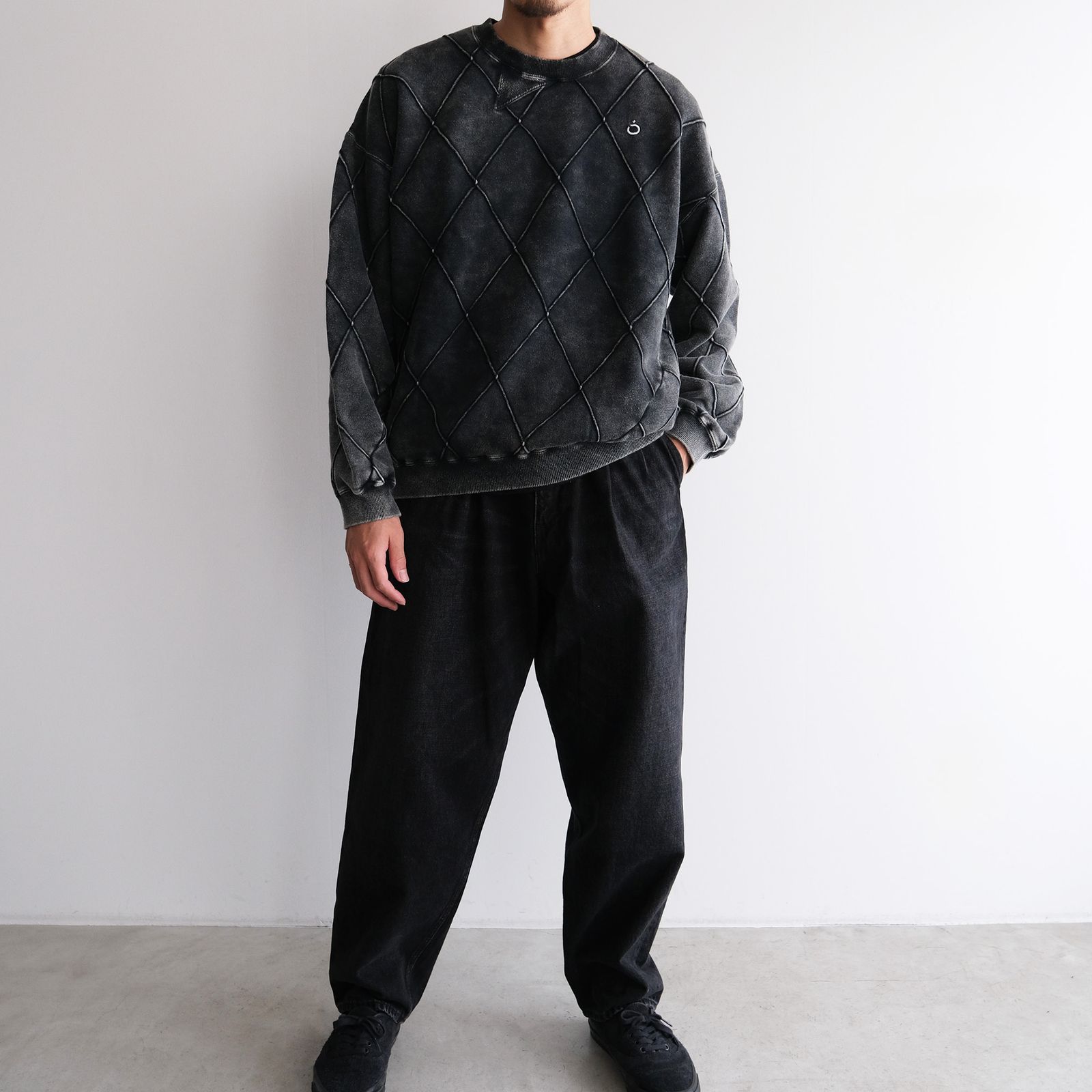 Hand Dye Diamond Twist Sweat -スウェット-（Black / ブラック）