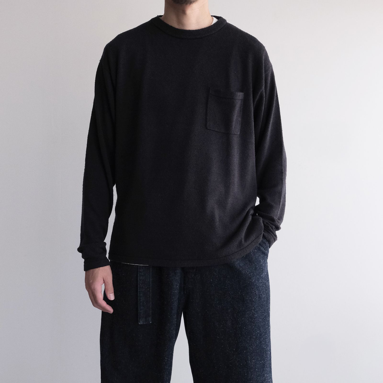 Silk Knit L/S Crew Neck -ニット-（Dark Navy / ダークネイビー）