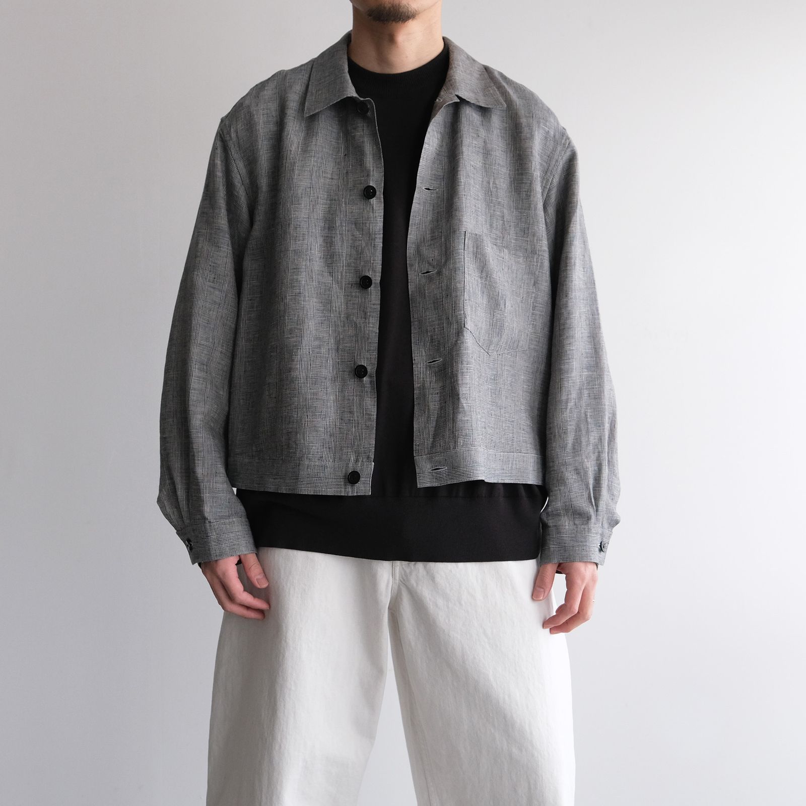Linen-Trucker Jacket -ジャケット-（G.Plaid / グレンチェック）