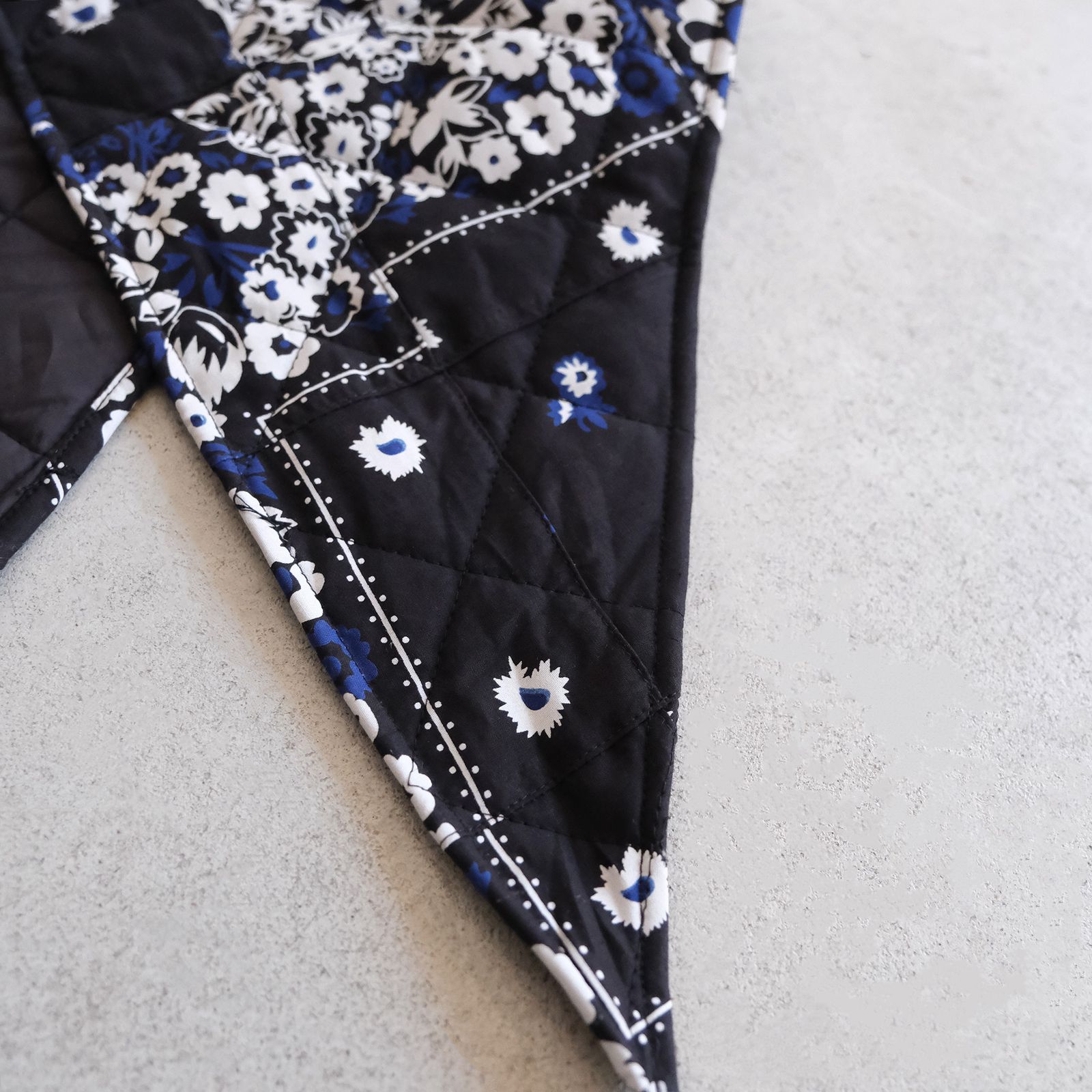 Patchwork Bandana Quilted Hood -スカーフ-（Black×Blue / ブラック×ブルー）