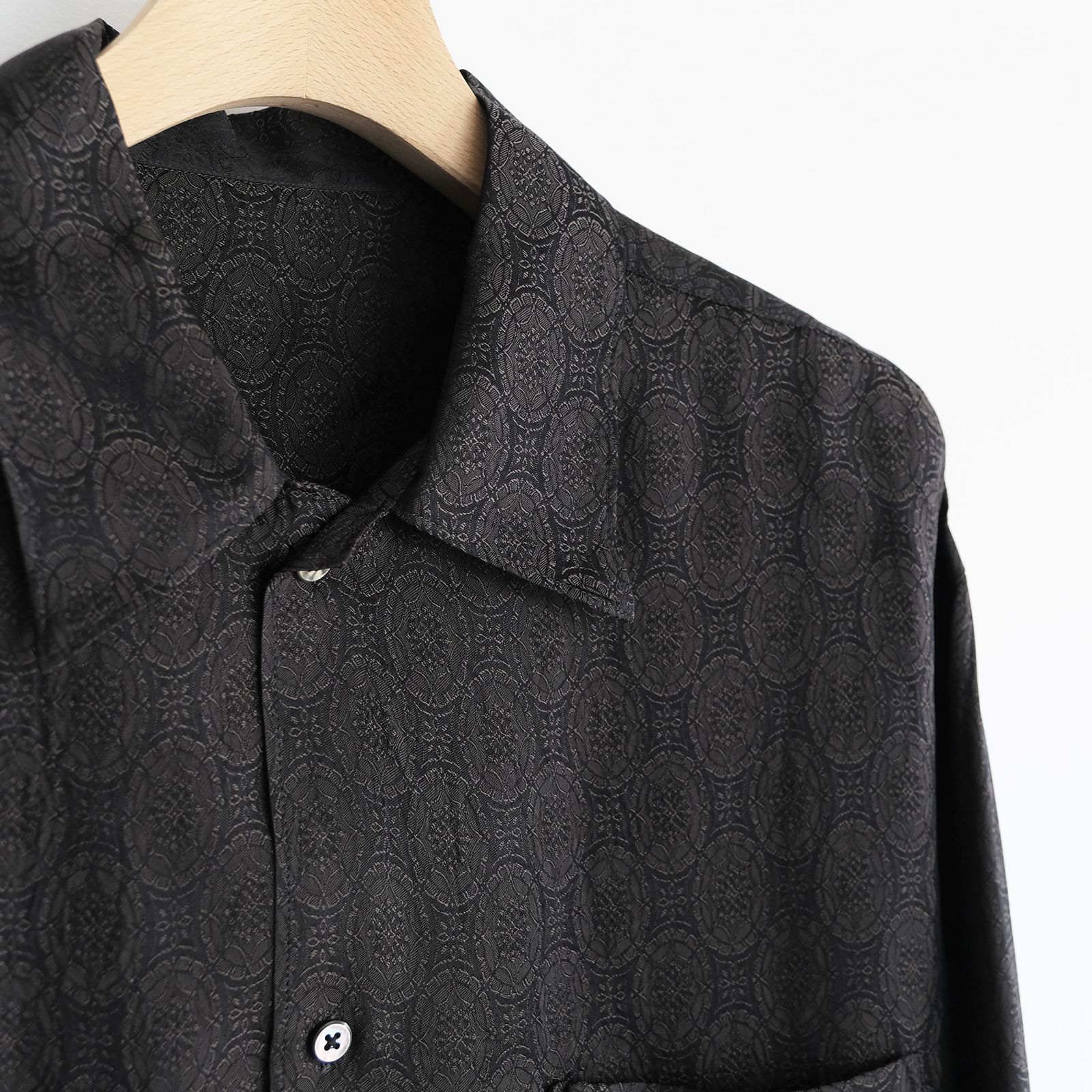 Cupro-Regular Collar L/S Shirts -シャツ-（Charcoal / チャコール）
