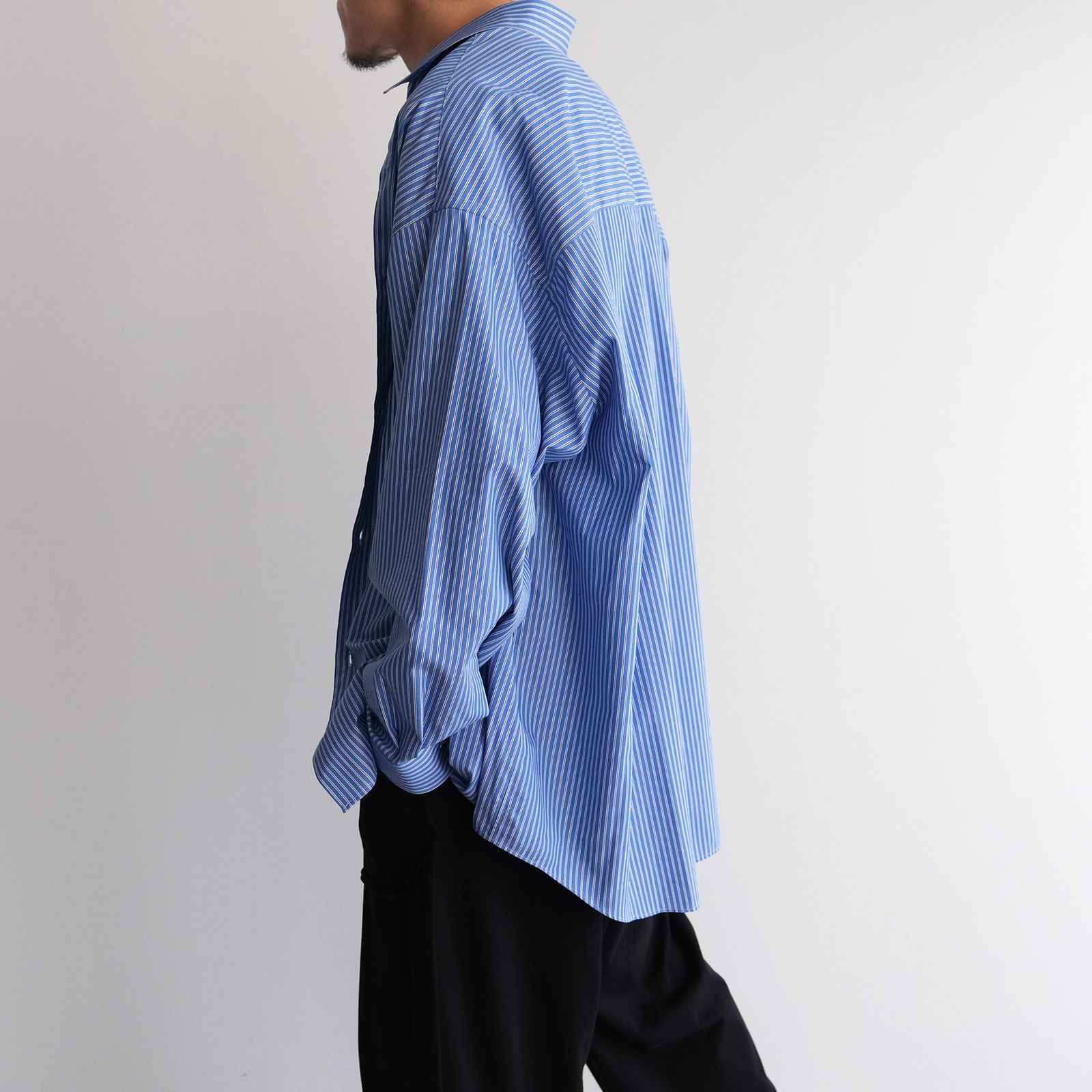 Sidogras L/S Oversized Regular Collar Shirt -シャツ-（Blue Stripe / ブルーストライプ）