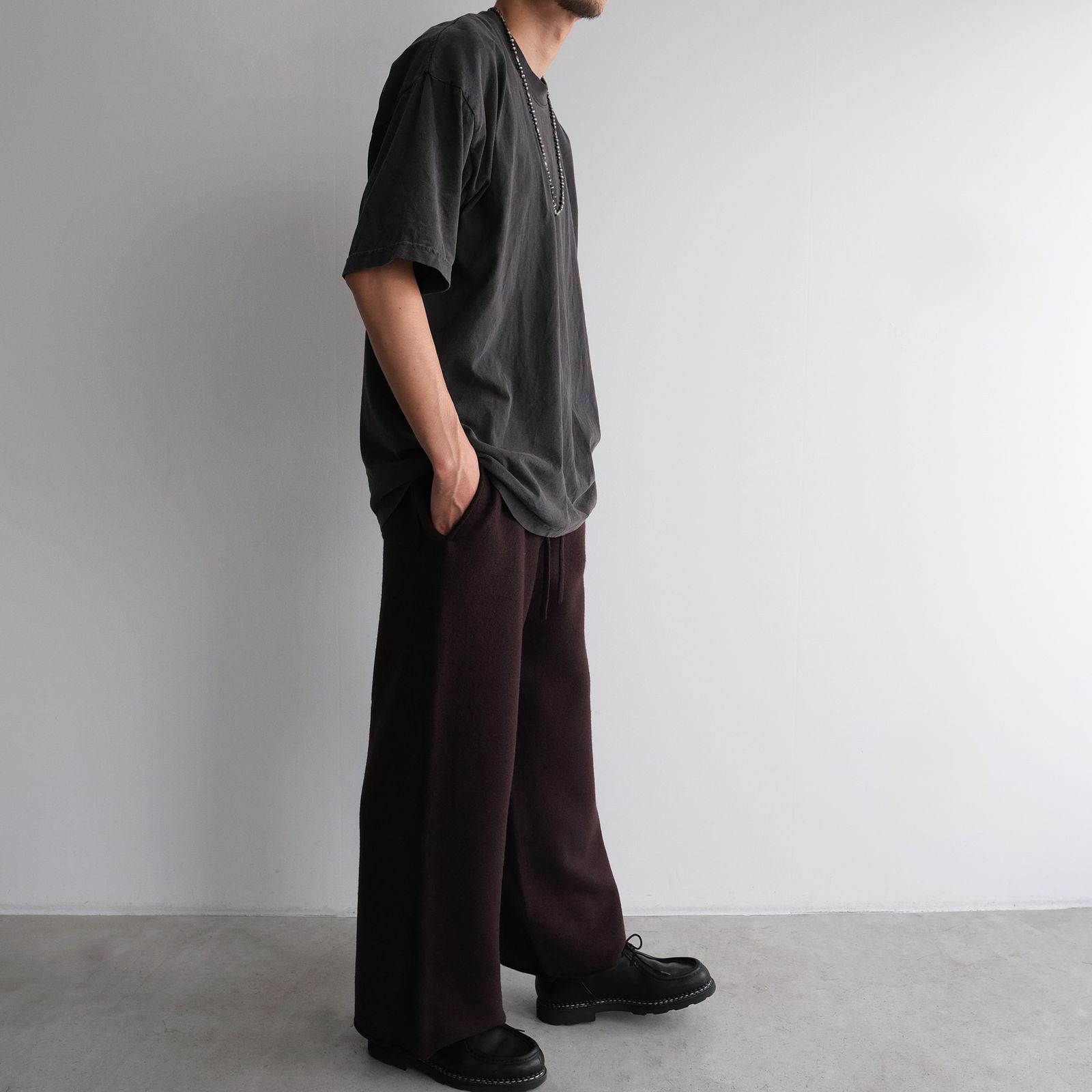 Felted Merino Wool Knit Pants -パンツ-（Brown / ブラウン）