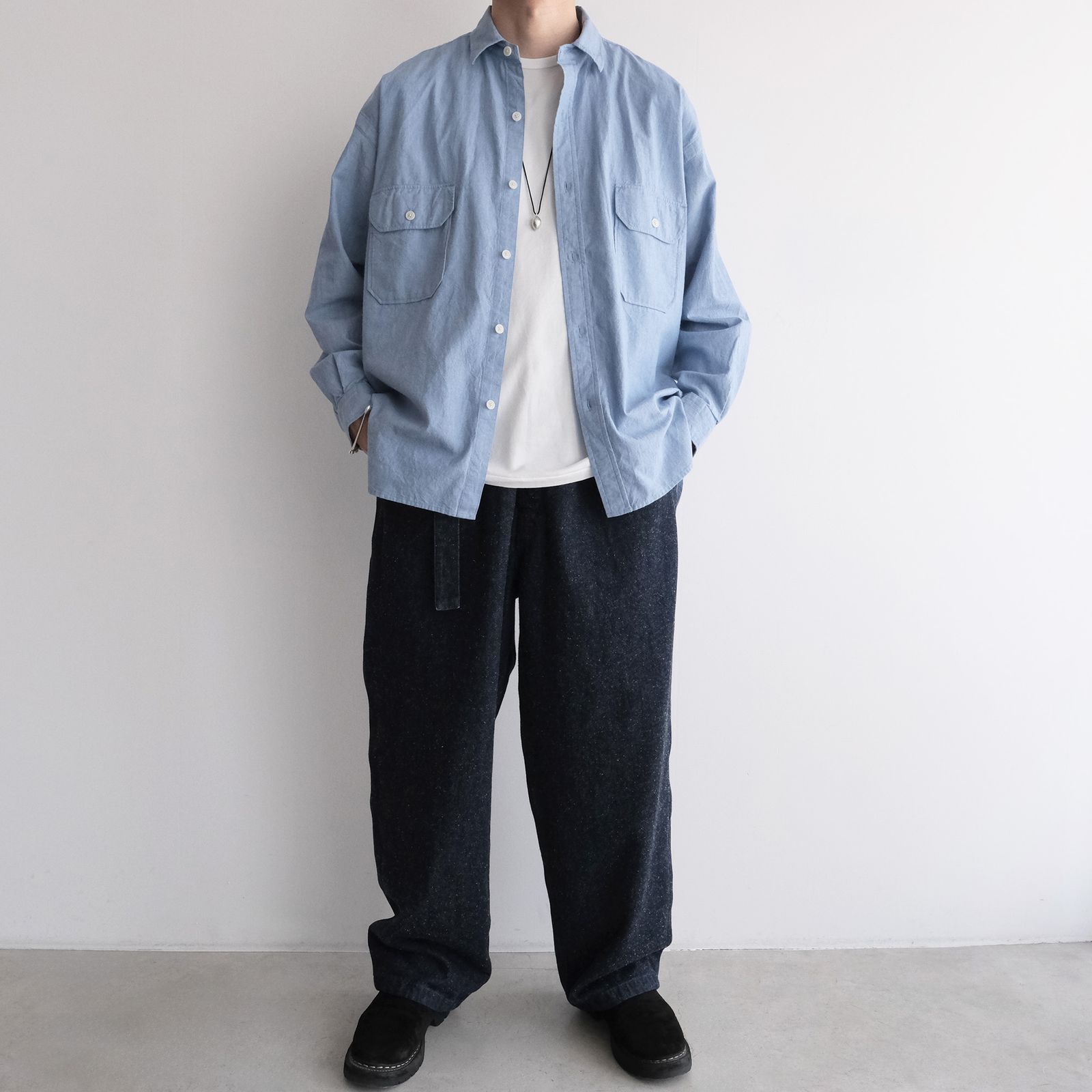 Cotton Chambray Work Shirt -シャツ-（Blue / ブルー）