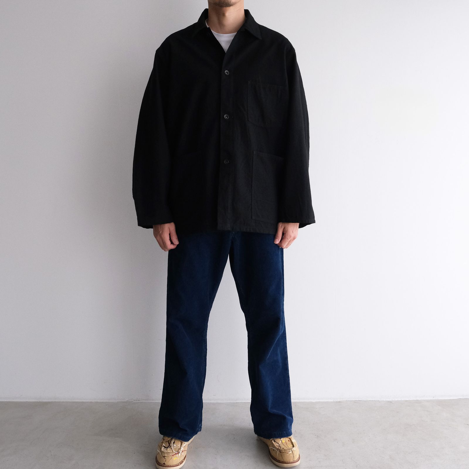 Wool Cotton Moleskin Jacket -ブルゾン-（Black / ブラック）