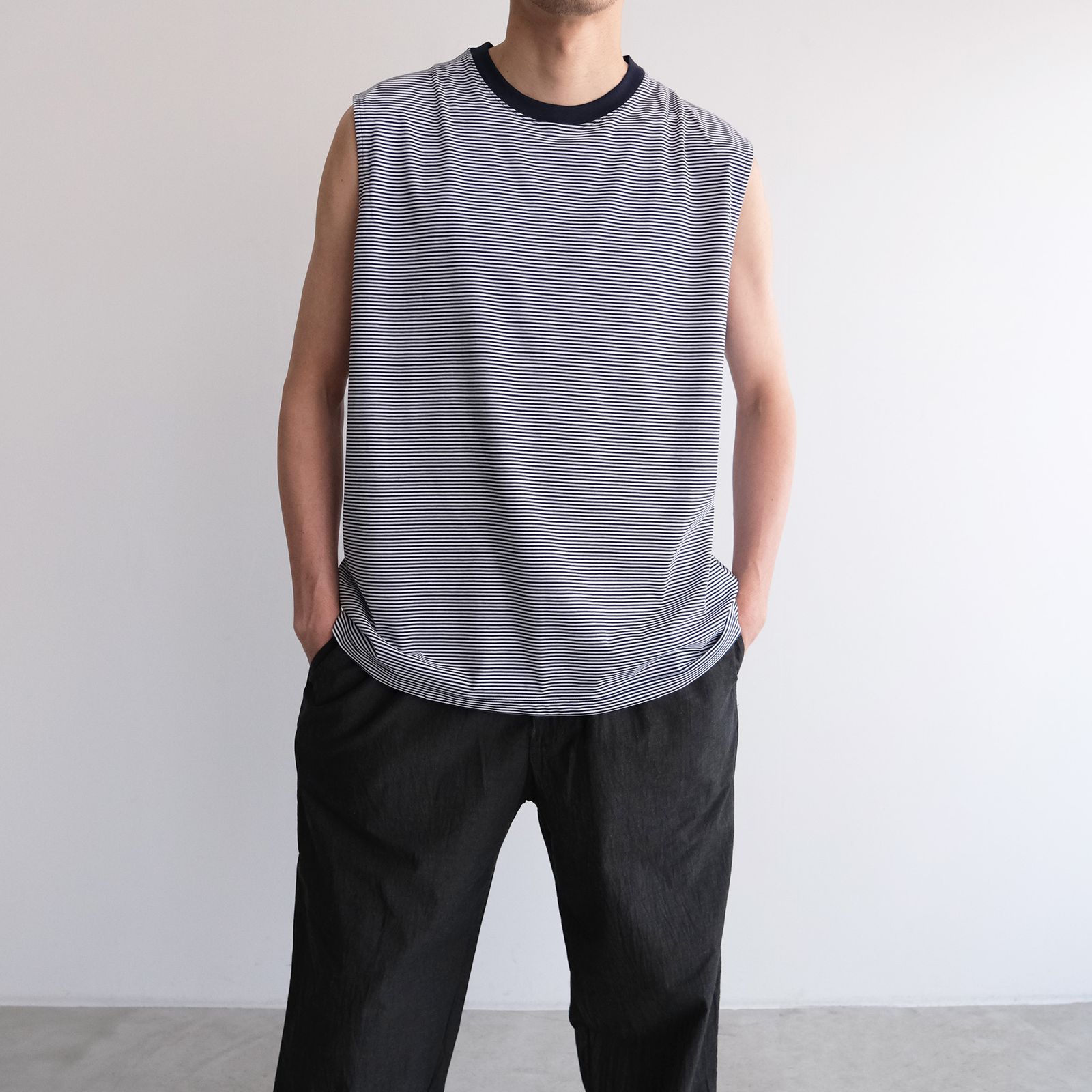 Hi Qualitee N/S -タンクトップ-（Navy Border / ネイビーボーダー）