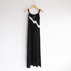 Mesh Knit Slip Dress -ワンピース-（Black / ブラック）