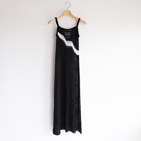 Mesh Knit Slip Dress -ワンピース-（Black / ブラック）