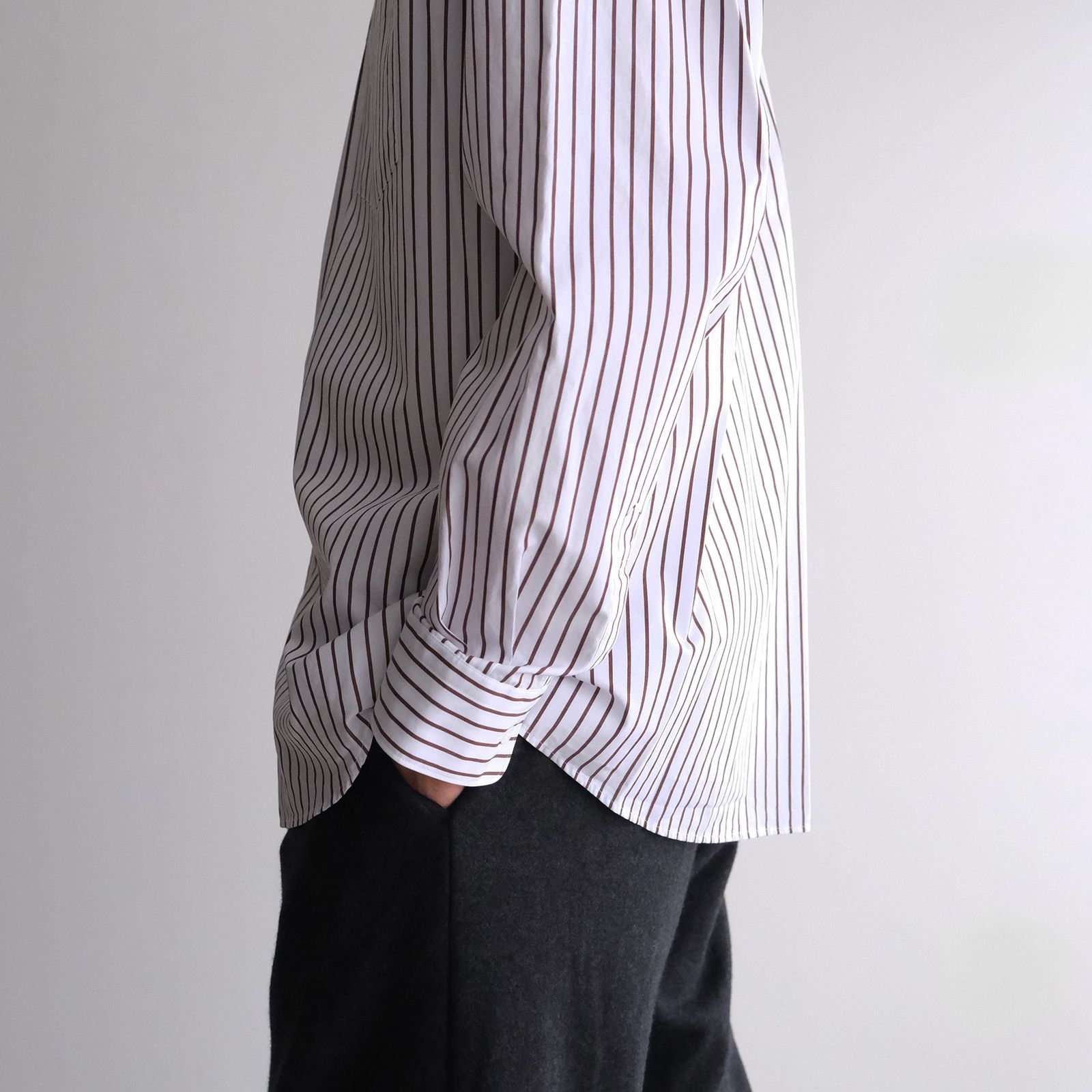 Graphpaper - Sidogras Stripe Regular Collar Shirt -ストライプ