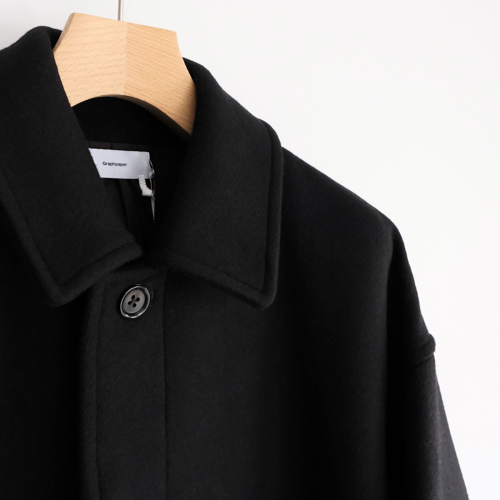 Light Melton Oversized Coat -コート-（Black / ブラック）GU263-10420B