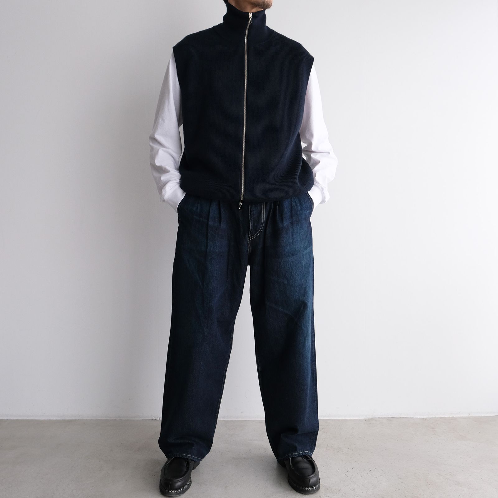Selvage Denim Two Tuck Pants -デニムパンツ-（Indigo Dark Fade / インディゴダークフェード）GU261-40061DB