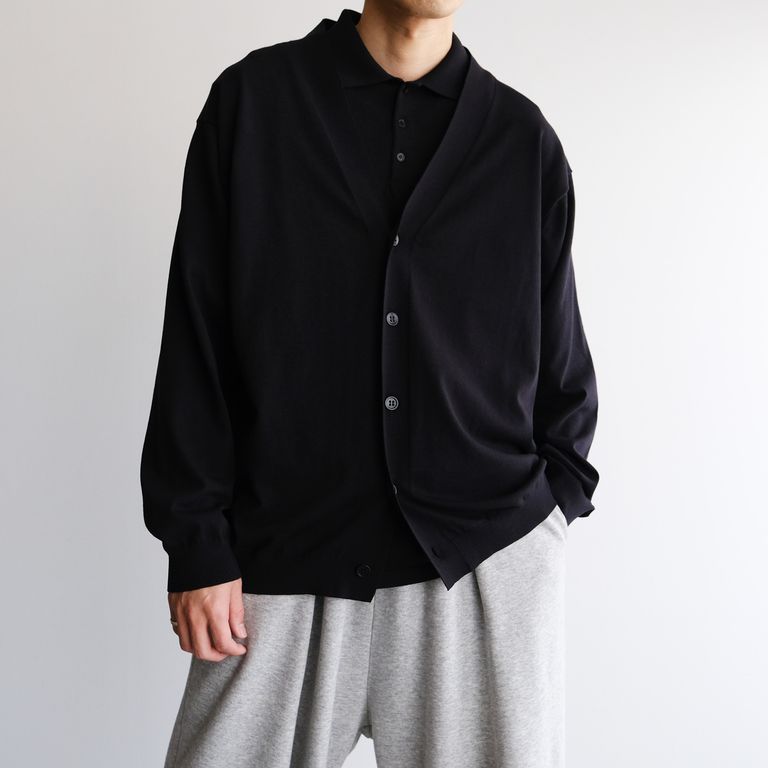 ATON - Fresca Knit Oversized Cardigan -カーディガン-（Black 