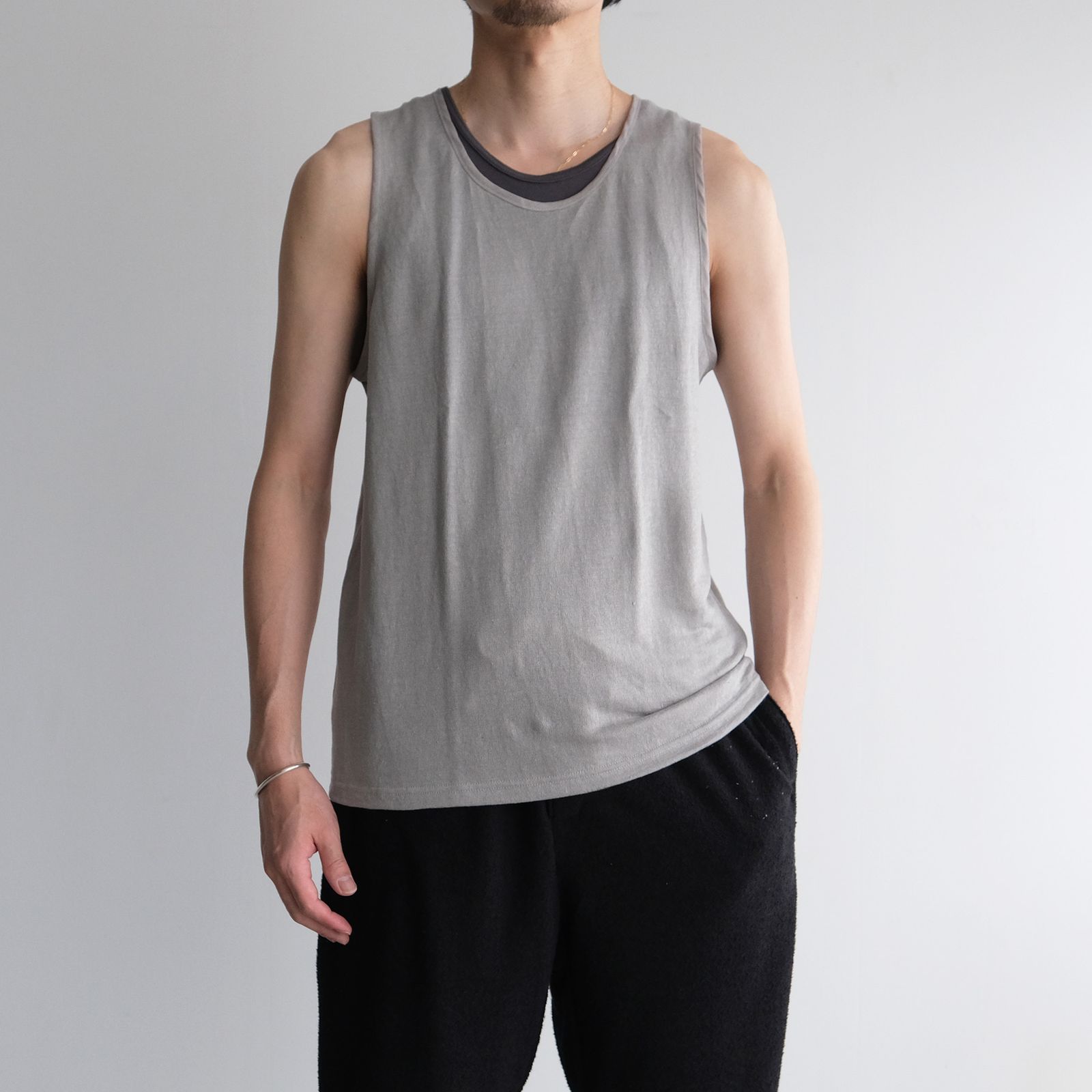 Linen Pique Tank Top -タンクトップ-（Gray / グレー）