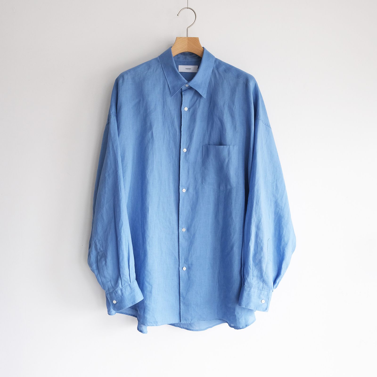 Linen L/S Oversized Regular Collar Shirt -シャツ-（Blue / ブルー）GM262-50039B