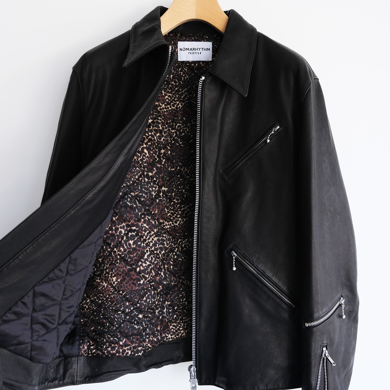 Front Zip Riders Jacket -ライダースジャケット-（Black / Lining Brown）