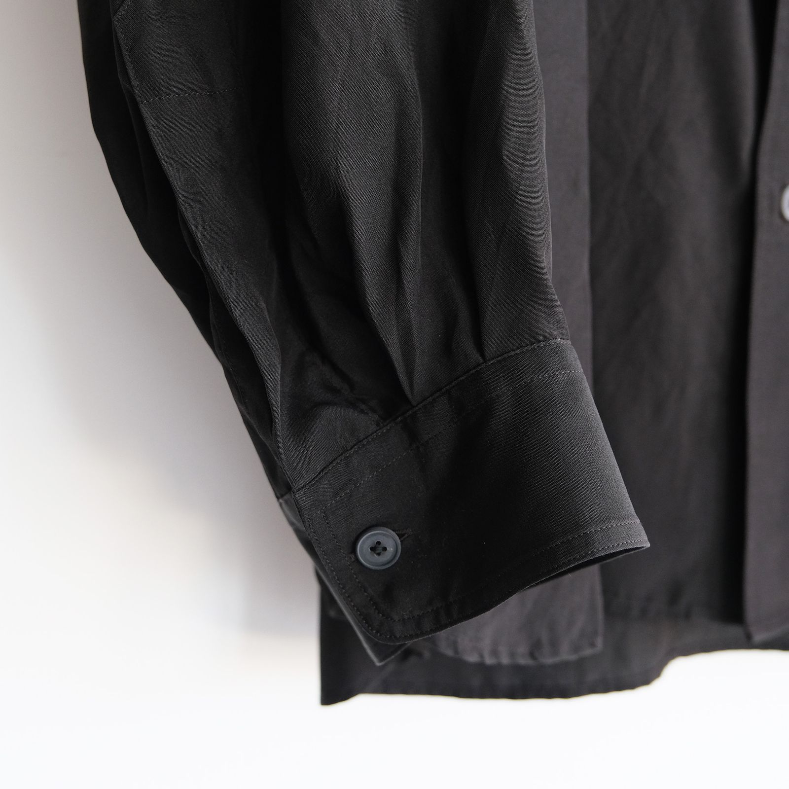 Fibril Silk Tafta Work Shirt -シャツ-（Black / ブラック）