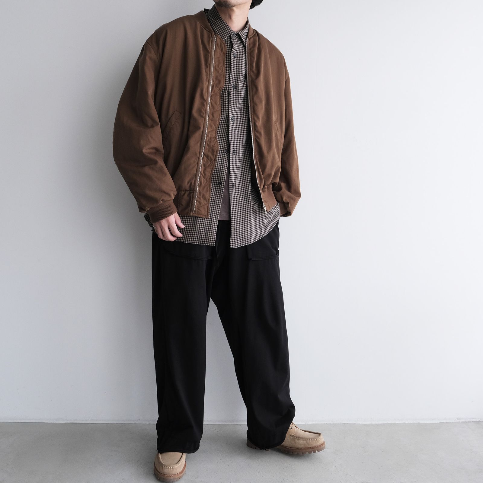 Cotton Wool Check Shirts -シャツ-（B×B Check / ベージュブラックチェック）