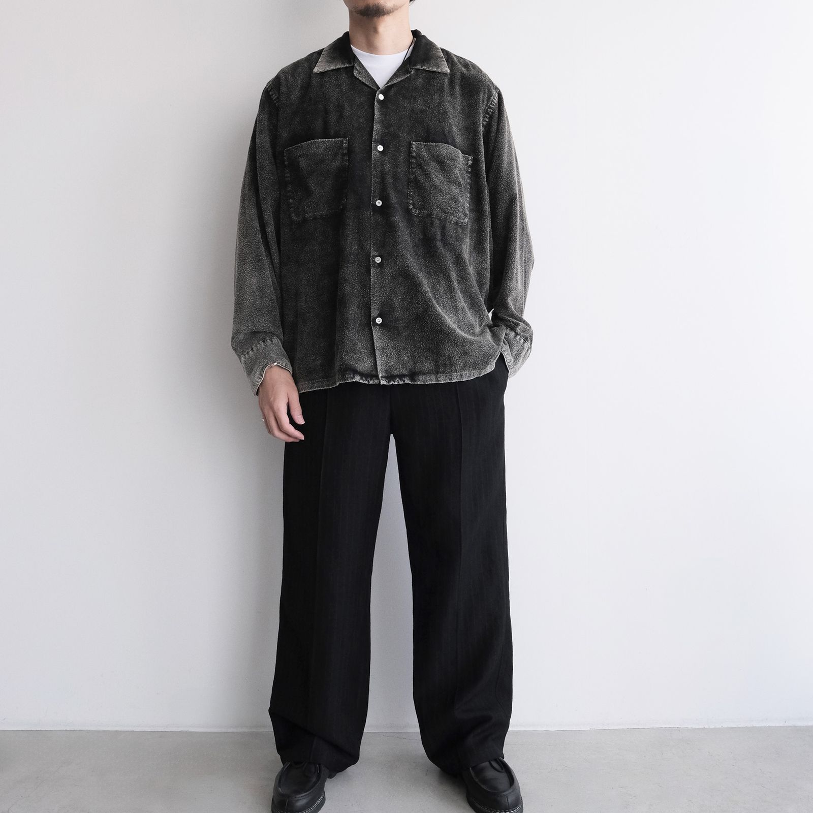 Hand Dye Flannel Shirt -シャツ-（Black / ブラック）