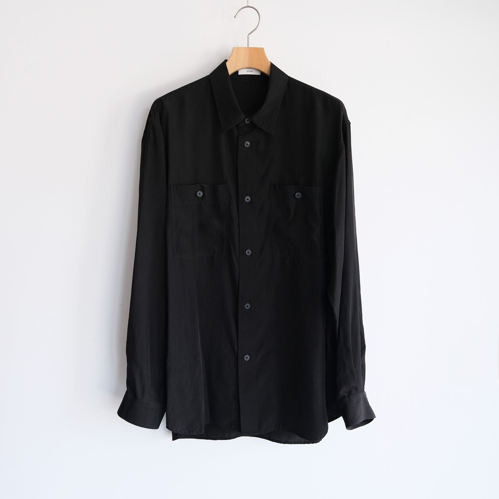 Fibril Silk Tafta Work Shirt -シャツ-（Black / ブラック）