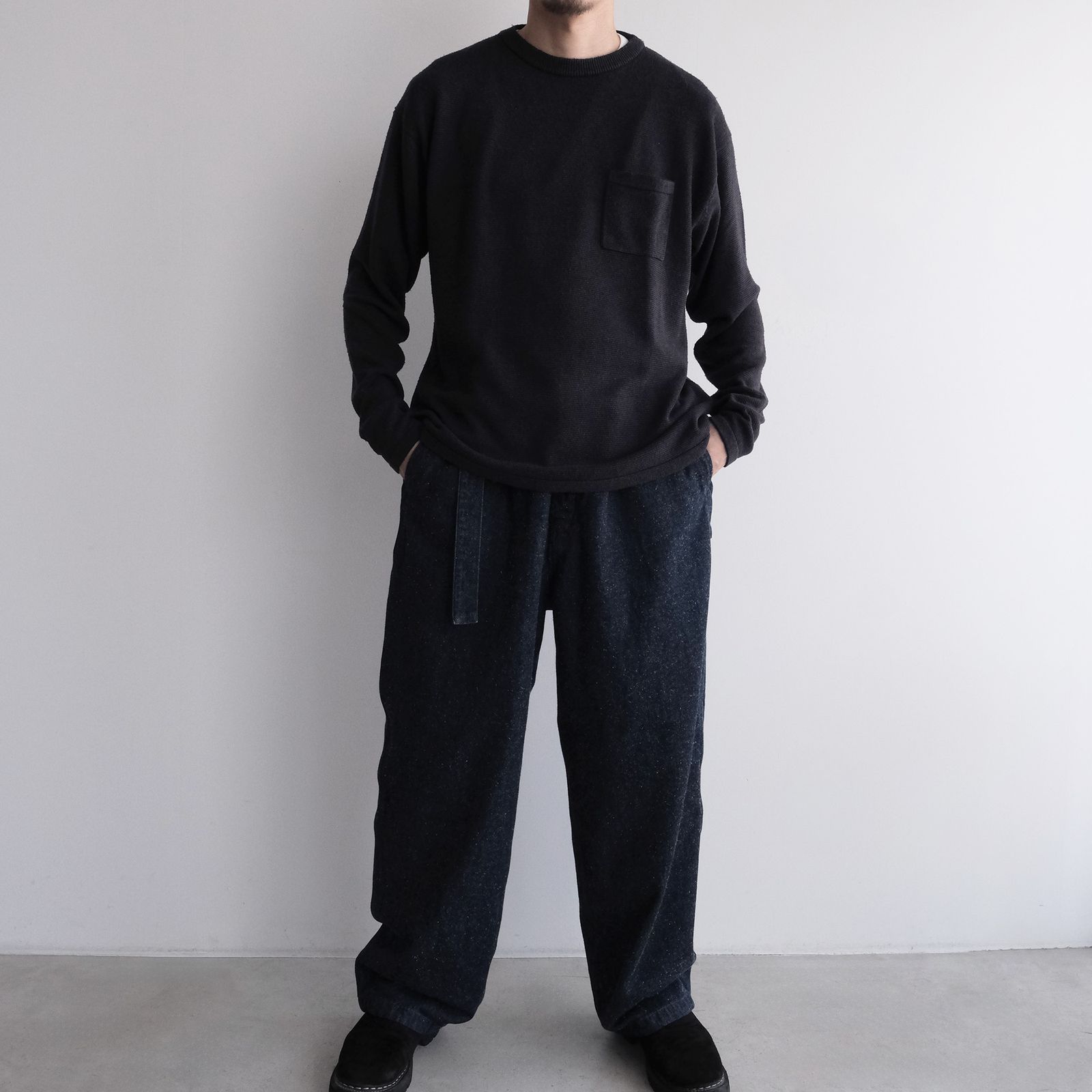 Silk Knit L/S Crew Neck -ニット-（Dark Navy / ダークネイビー）