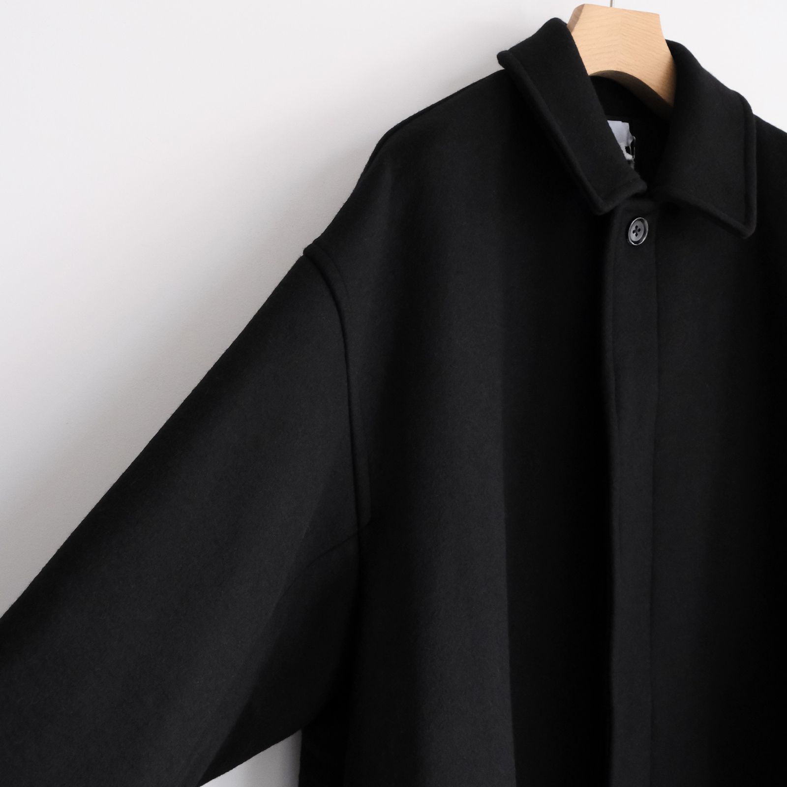 Light Melton Oversized Coat -コート-（Black / ブラック）GU263-10420B