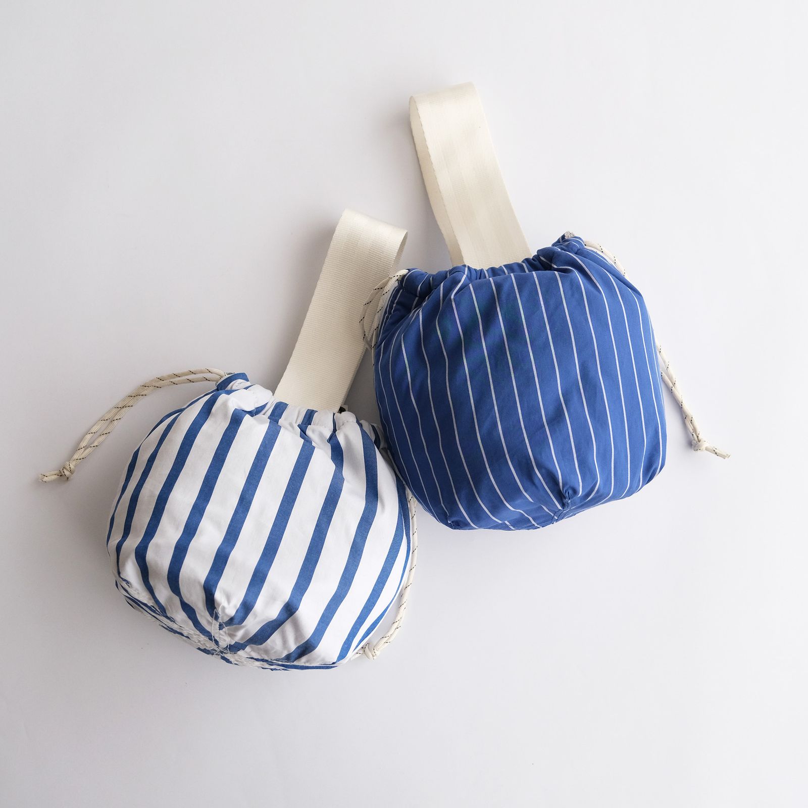 Shirt Fabric Drawstring Bag -バッグ-（Blue Pencil Stripe /ブルーペンシルストライプ）