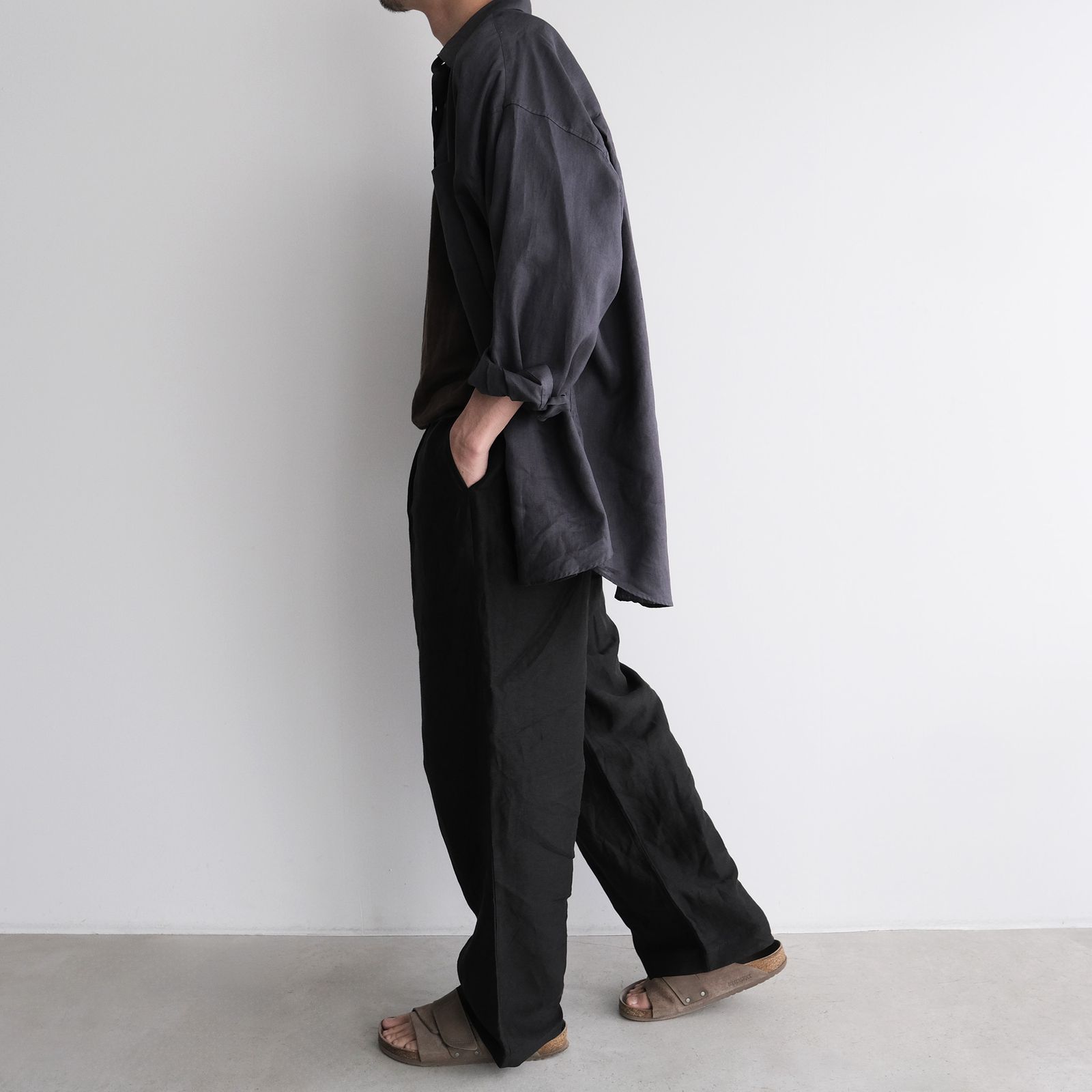 Linen L/S Oversized Regular Collar Shirt -シャツ-（C.Gray / C.グレー）GM262-50039B