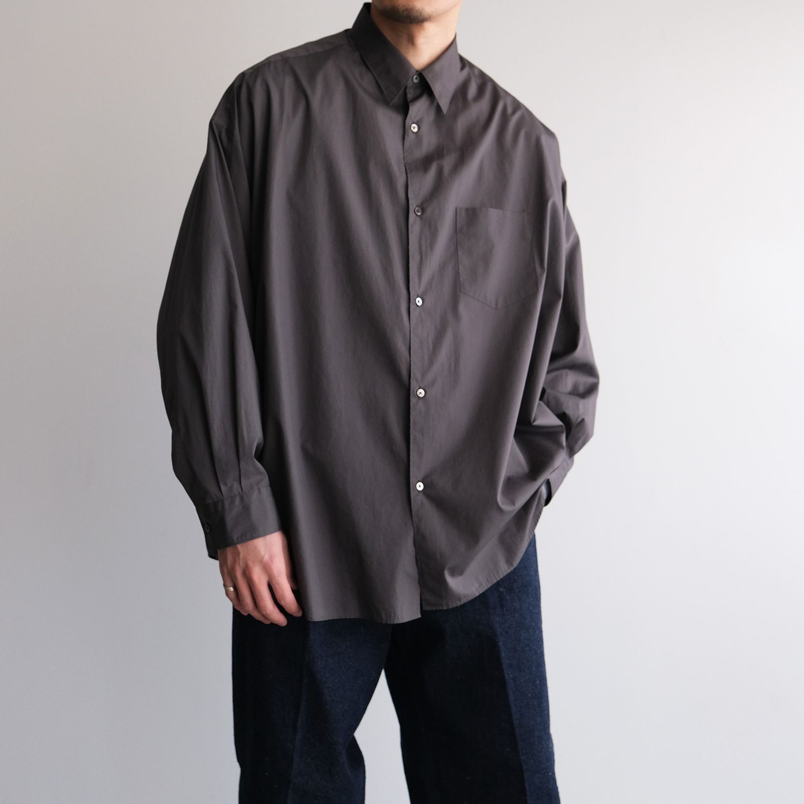 Broad L/S Oversized Regular Collar Shirt -シャツ-（C.Gray / C.グレー）GM261-50001B