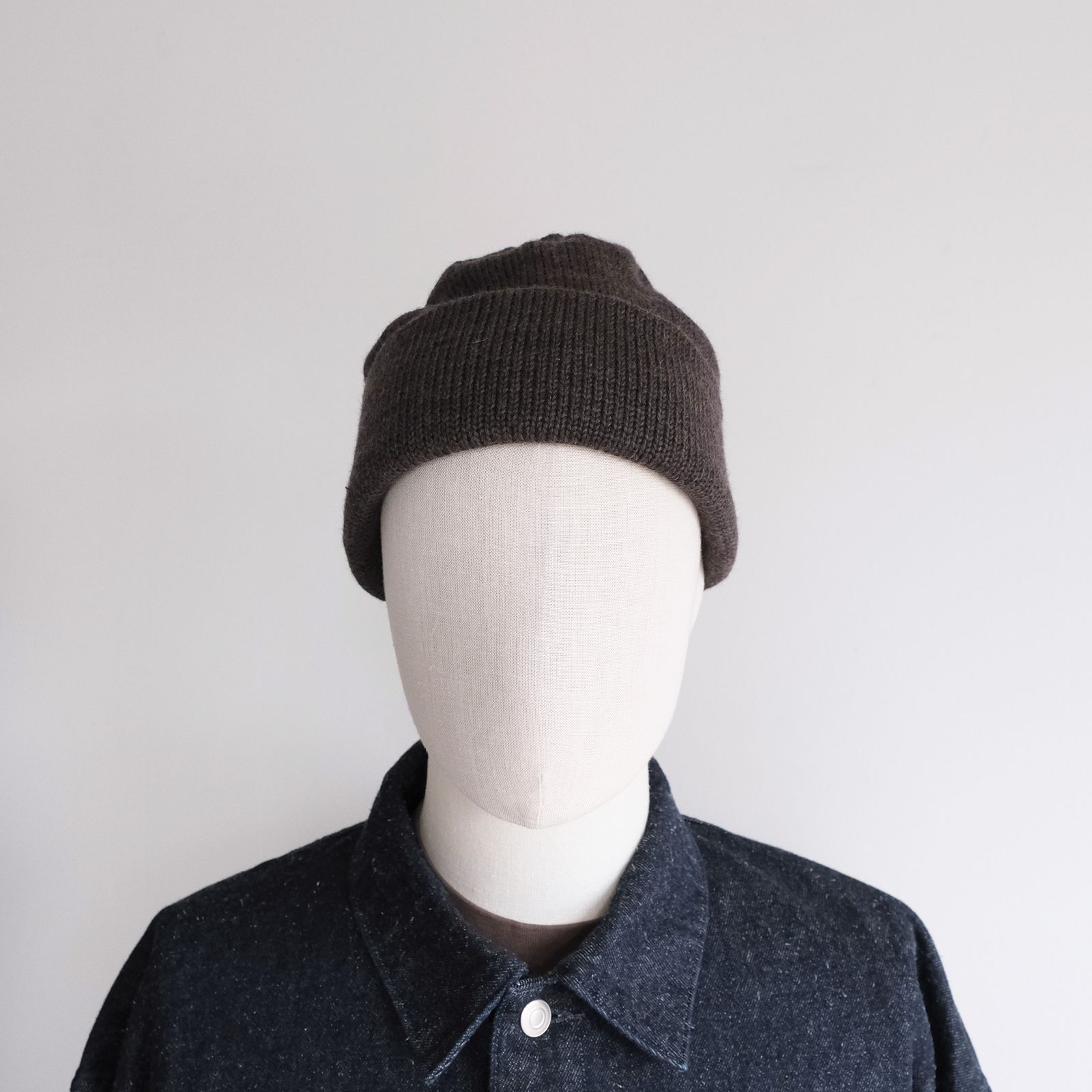 Drawstring Wool Knit & Neck Warmer -ニットキャップ-（Brown / ブラウン）