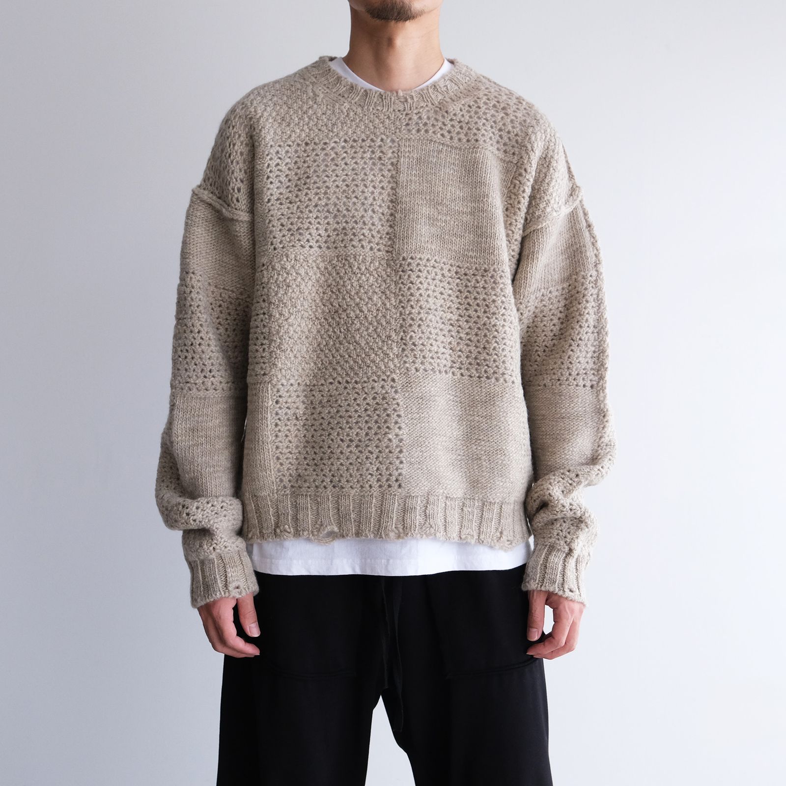 Patchwork Sweater -セーター-（Gray Beige / グレーベージュ）