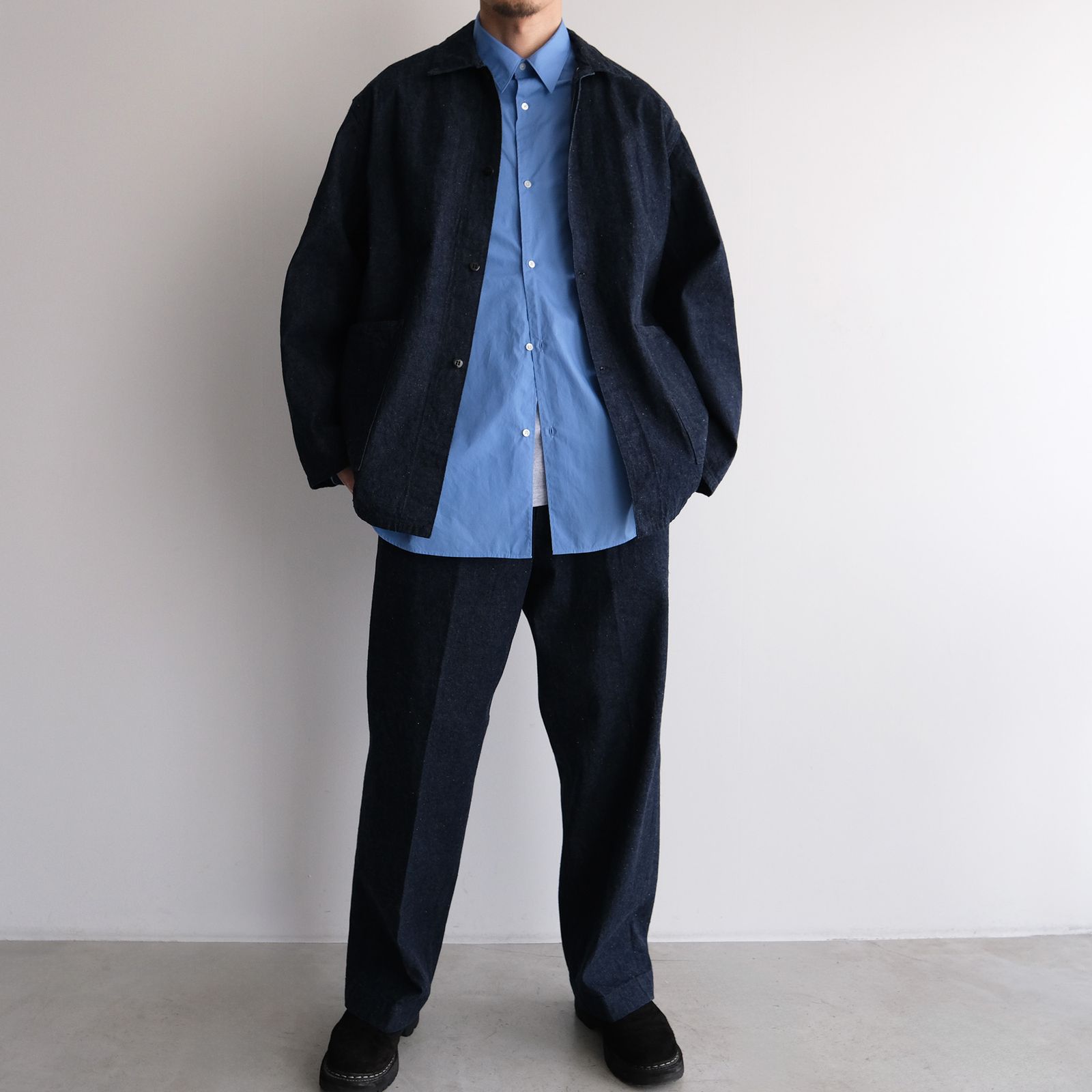 Broad L/S Oversized Regular Collar Shirt -シャツ-（Blue / ブルー）GM261-50001B