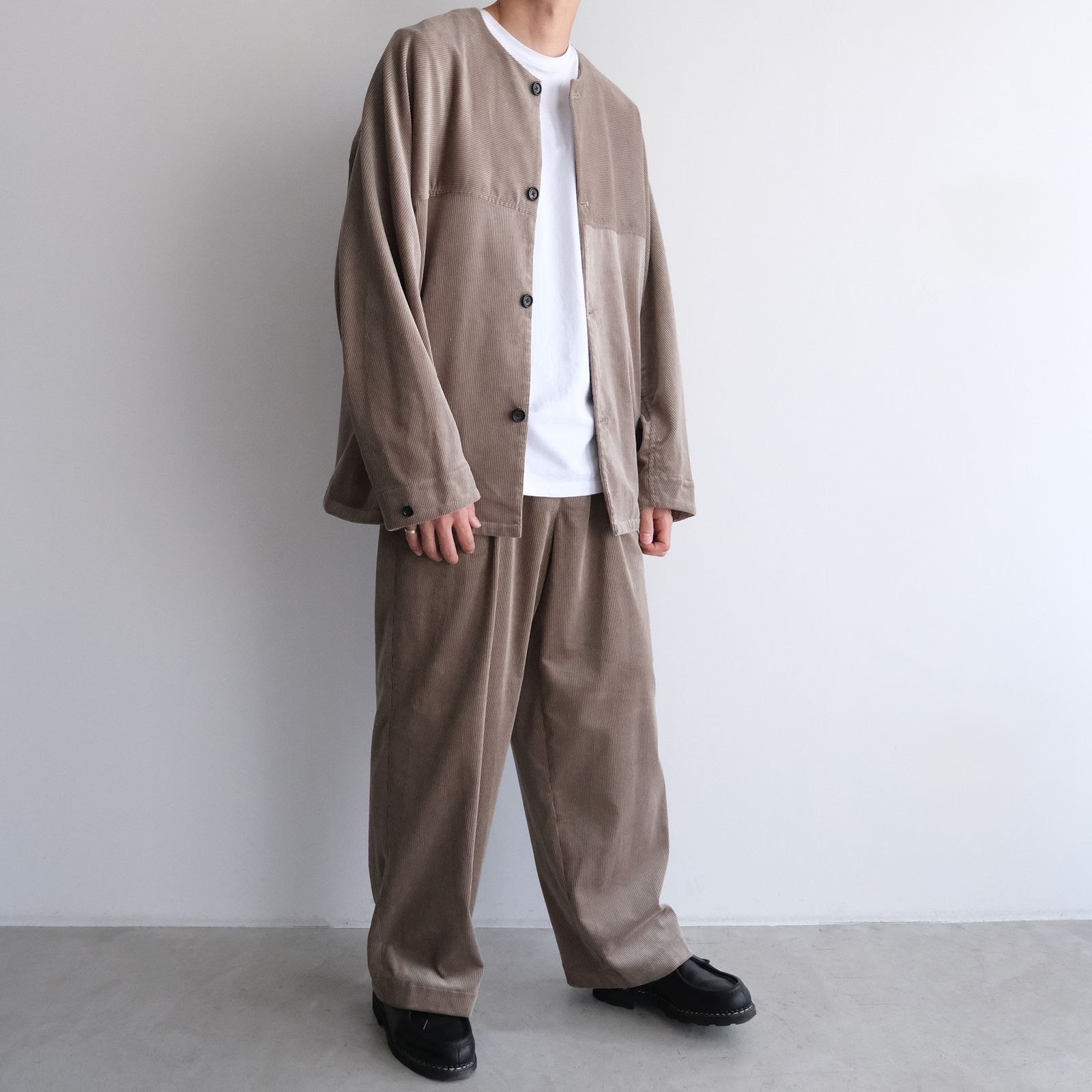 Suvin Corduroy Collarless Jacket -ジャケット-（Grege / グレージュ）GU253-30365