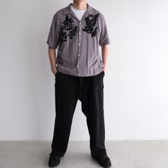Flower Hand Embroidery Shirt -シャツ-（Gray / グレー）
