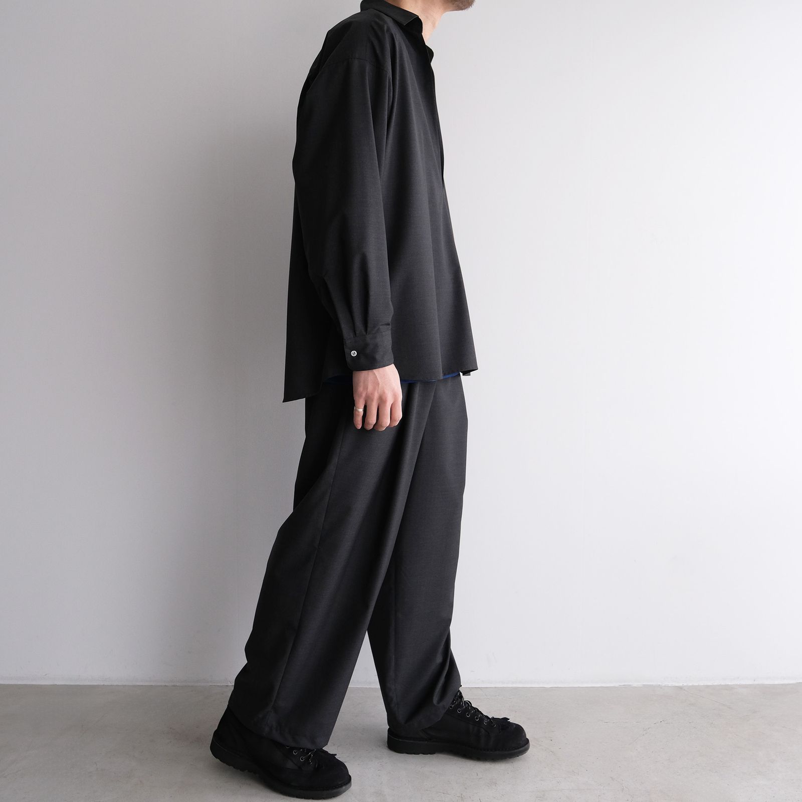 Fine Wool Heather L/S Skipper Shirt -シャツ-（Charcoal / チャコール）GU261-50320