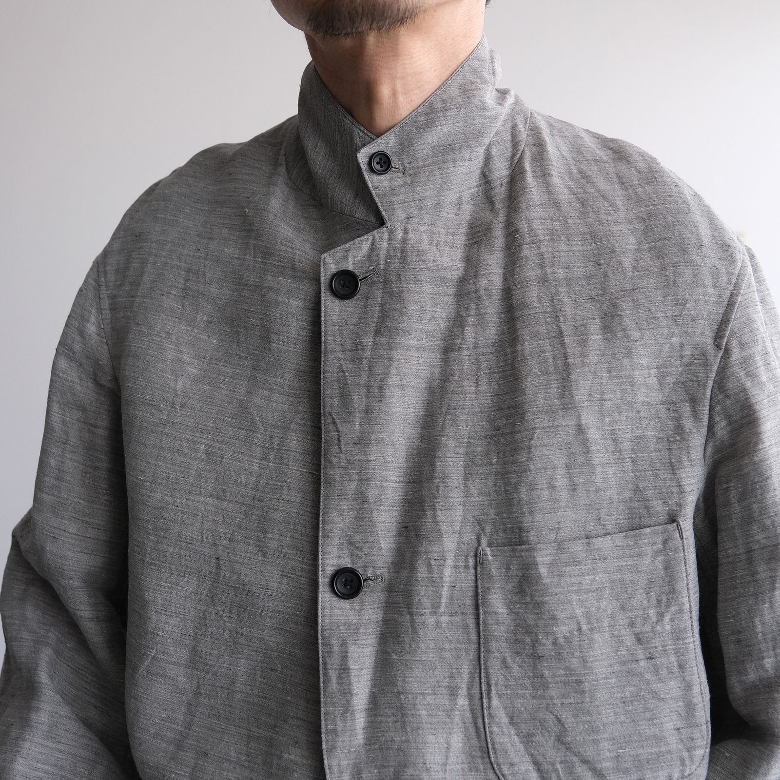 Linen Cupro Back Satin Work Jacket -ジャケット-（Gray / グレー）GM261-20370