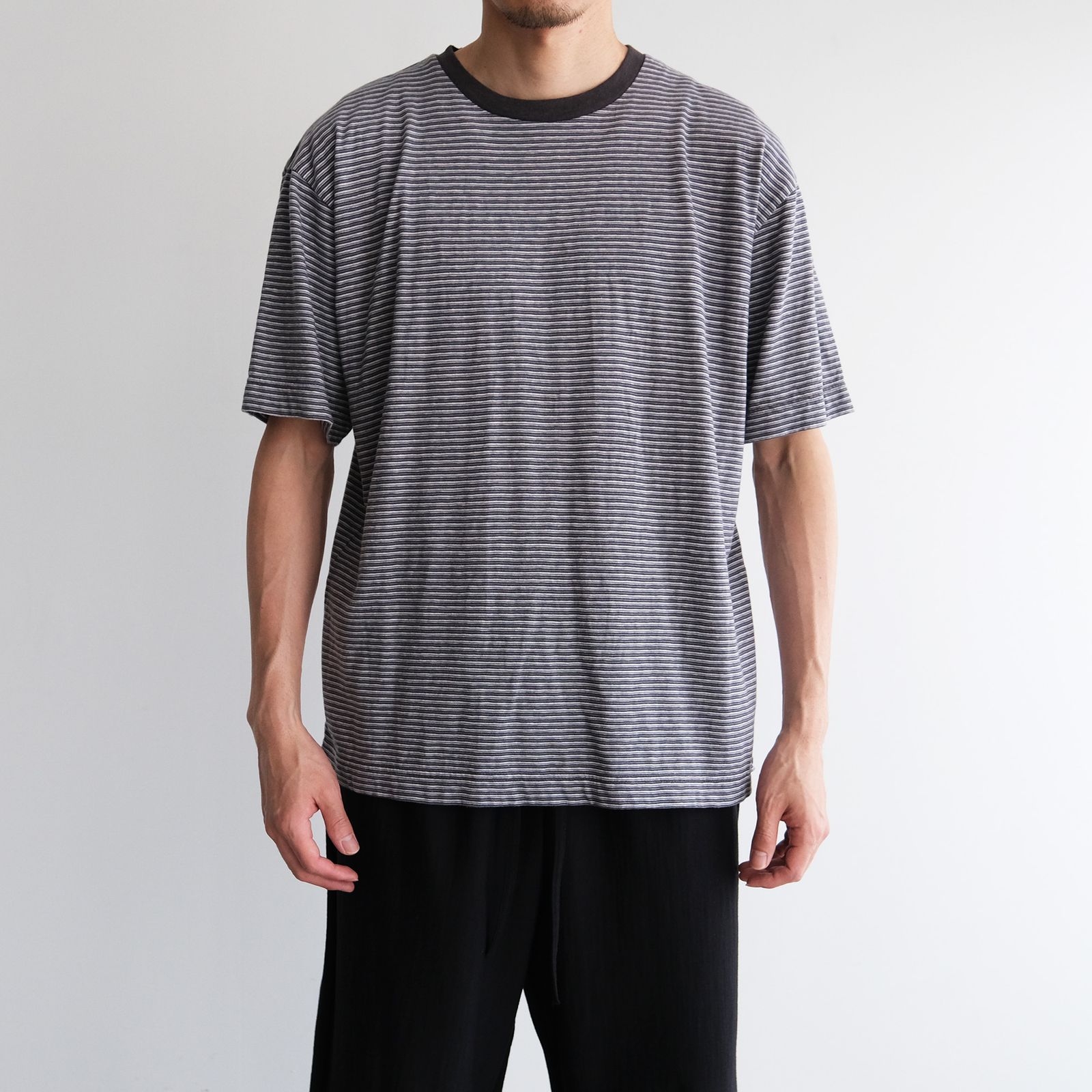 Old Border S/S T-Shirt -Tシャツ-（Charcoal×Purple / チャコール×パープル）