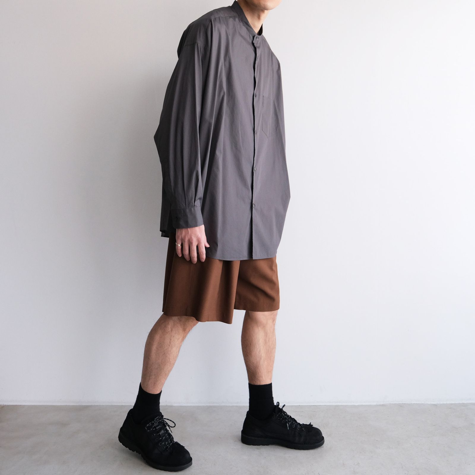 Broad L/S Oversized Band Collar Shirt -シャツ-（C.Gray / C.グレー）