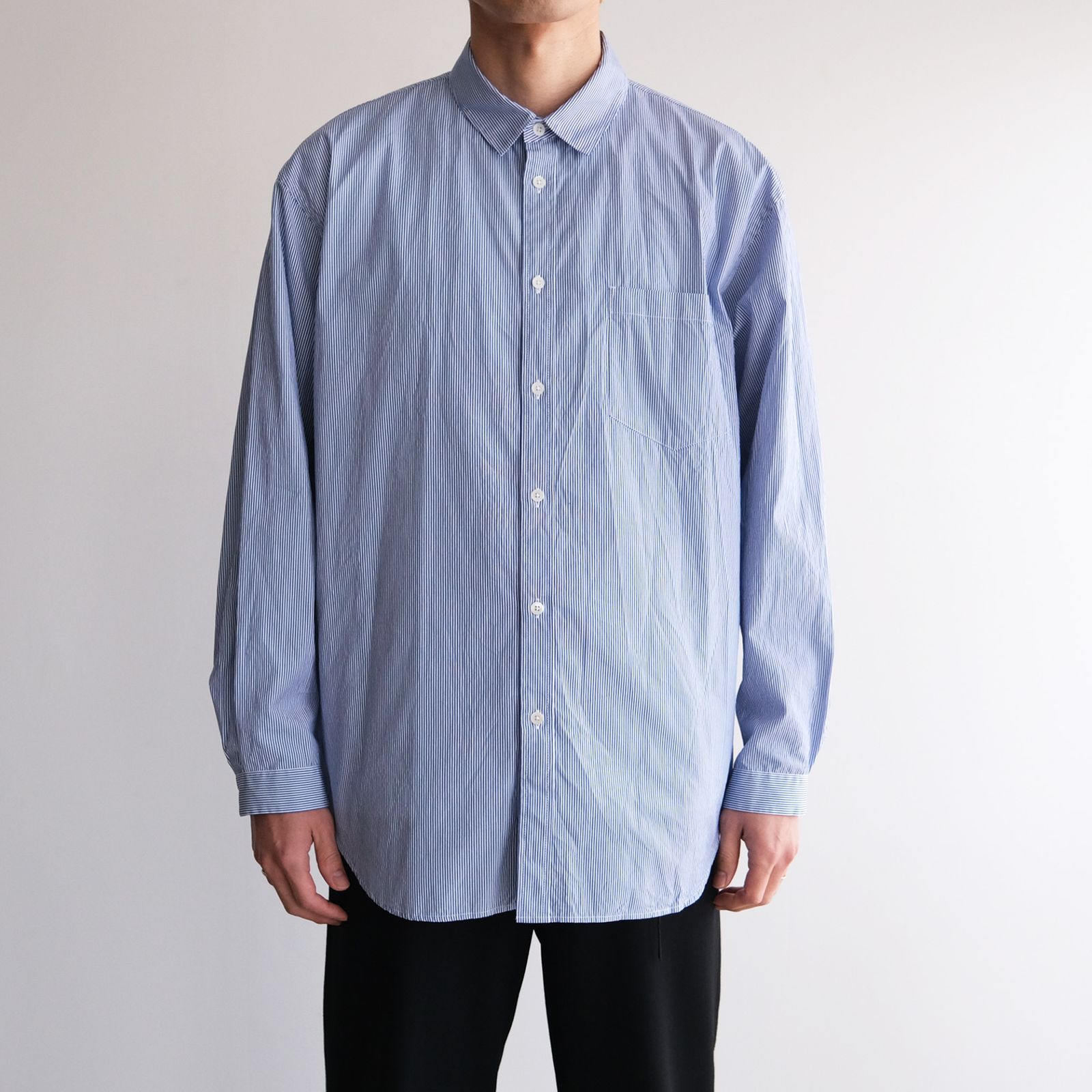 Gize Broad Washed Shirt -シャツ-（Navy Stripe / ネイビーストライプ）