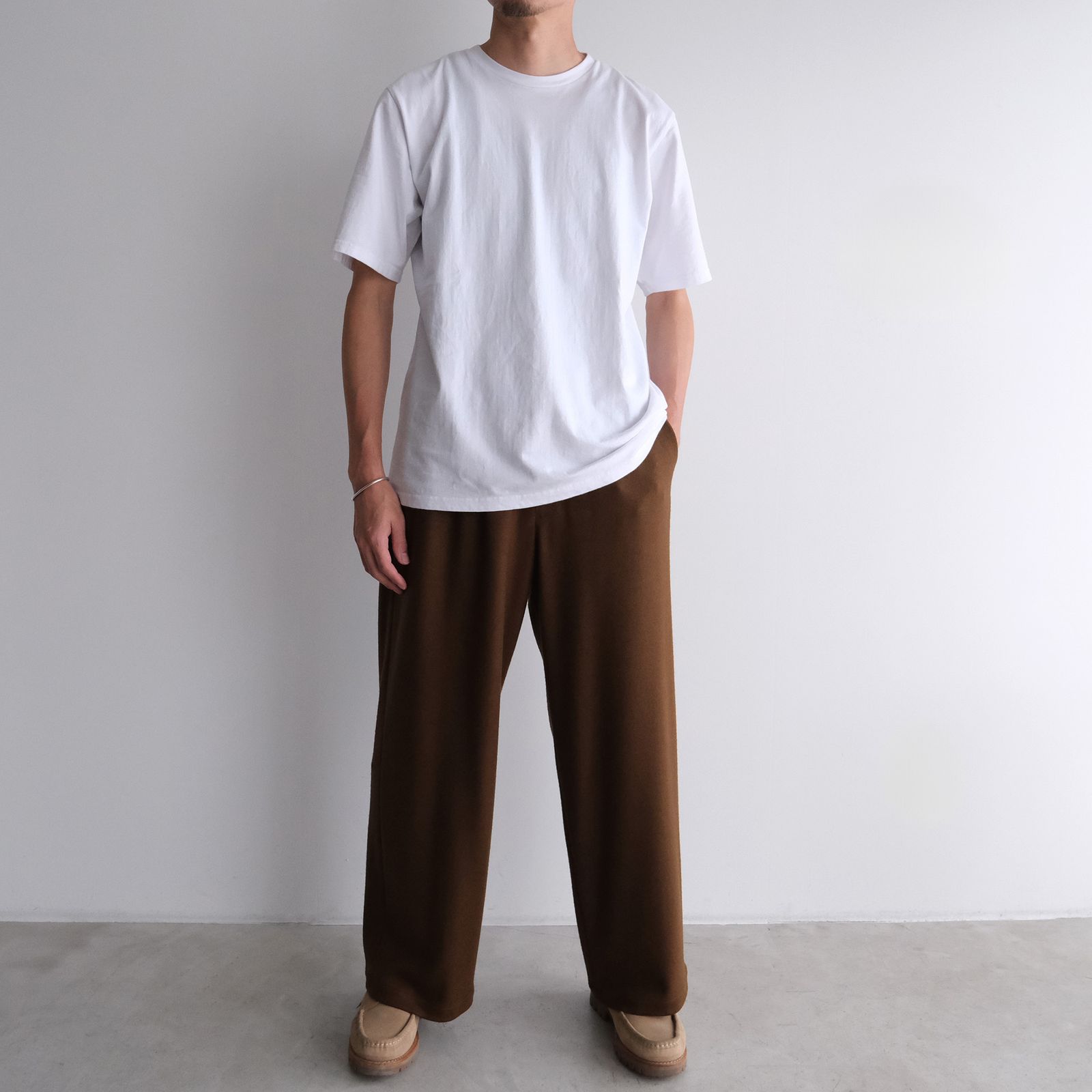 Wool Smooth Flannel Easy Wide Pants -ワイドパンツ-（Brown / ブラウン）GU253-40223B