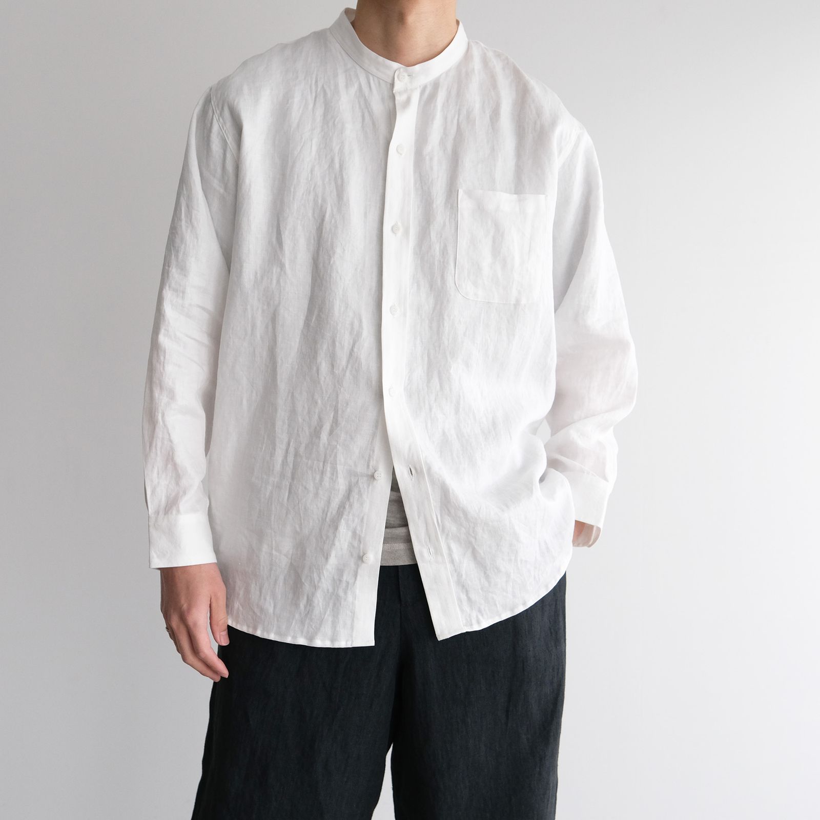 66L リネン高密度綾シャツ -シャツ-（White / ホワイト）