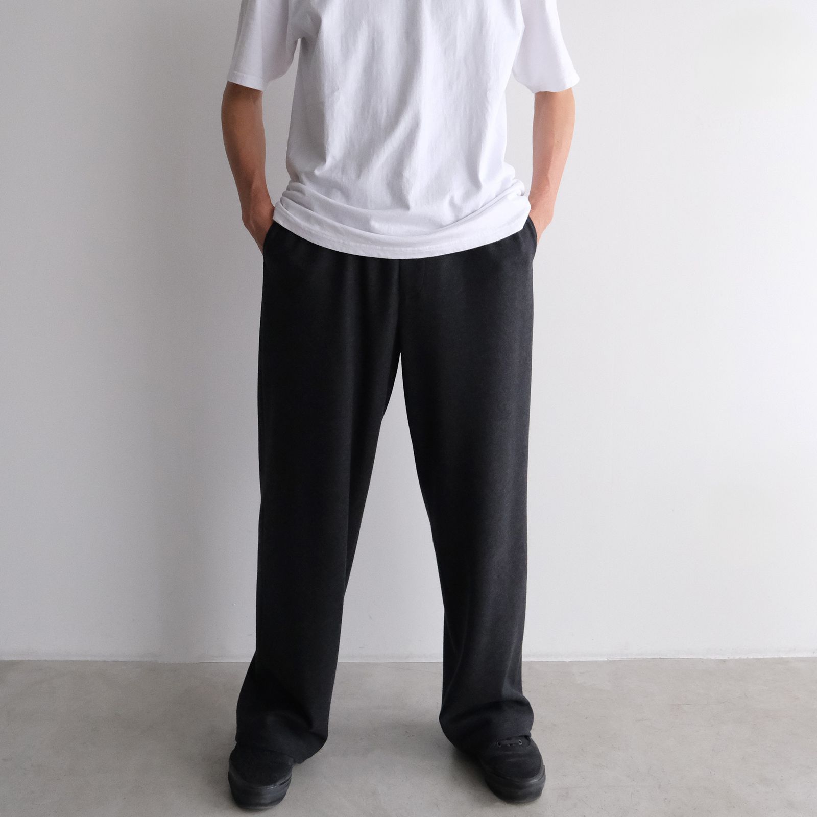 Wool Smooth Flannel Easy Wide Pants -ワイドパンツ-（Gray / グレー）GU253-40223B
