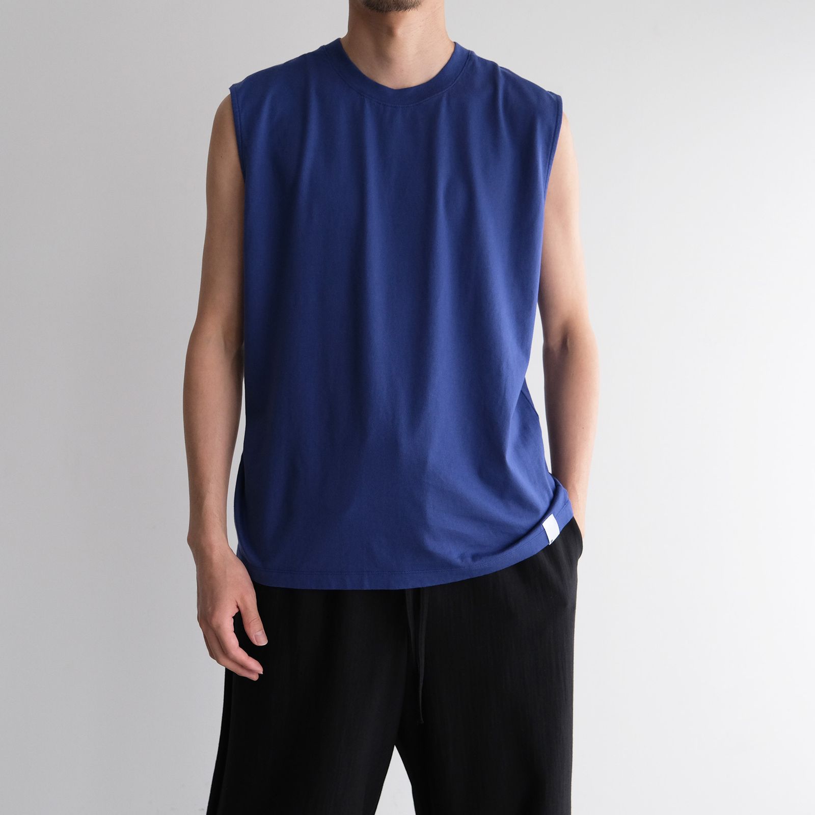 Giza Cotton No Sleeve T-Shirt -ノースリーブ-（Blue / ブルー）