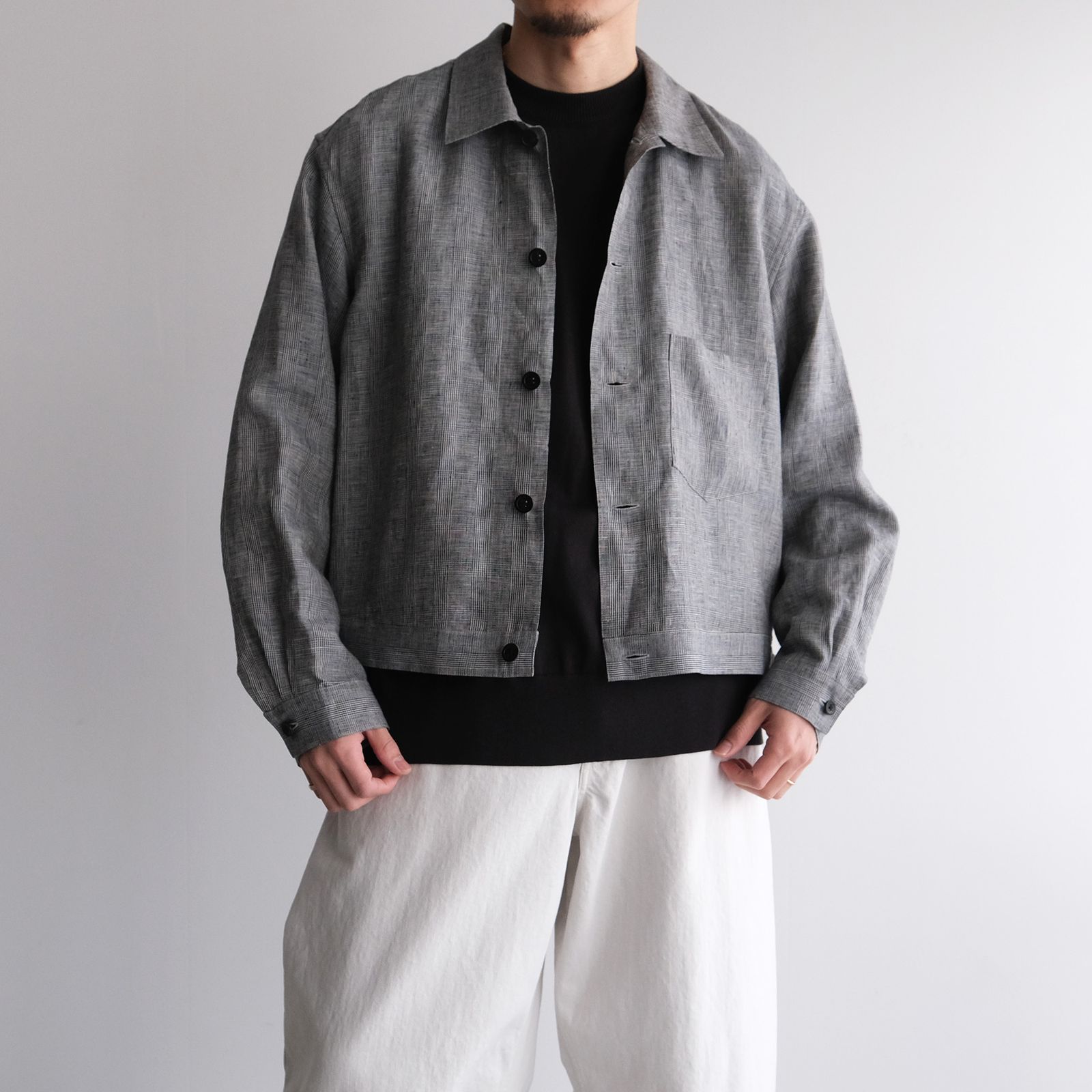 Linen-Trucker Jacket -ジャケット-（G.Plaid / グレンチェック）