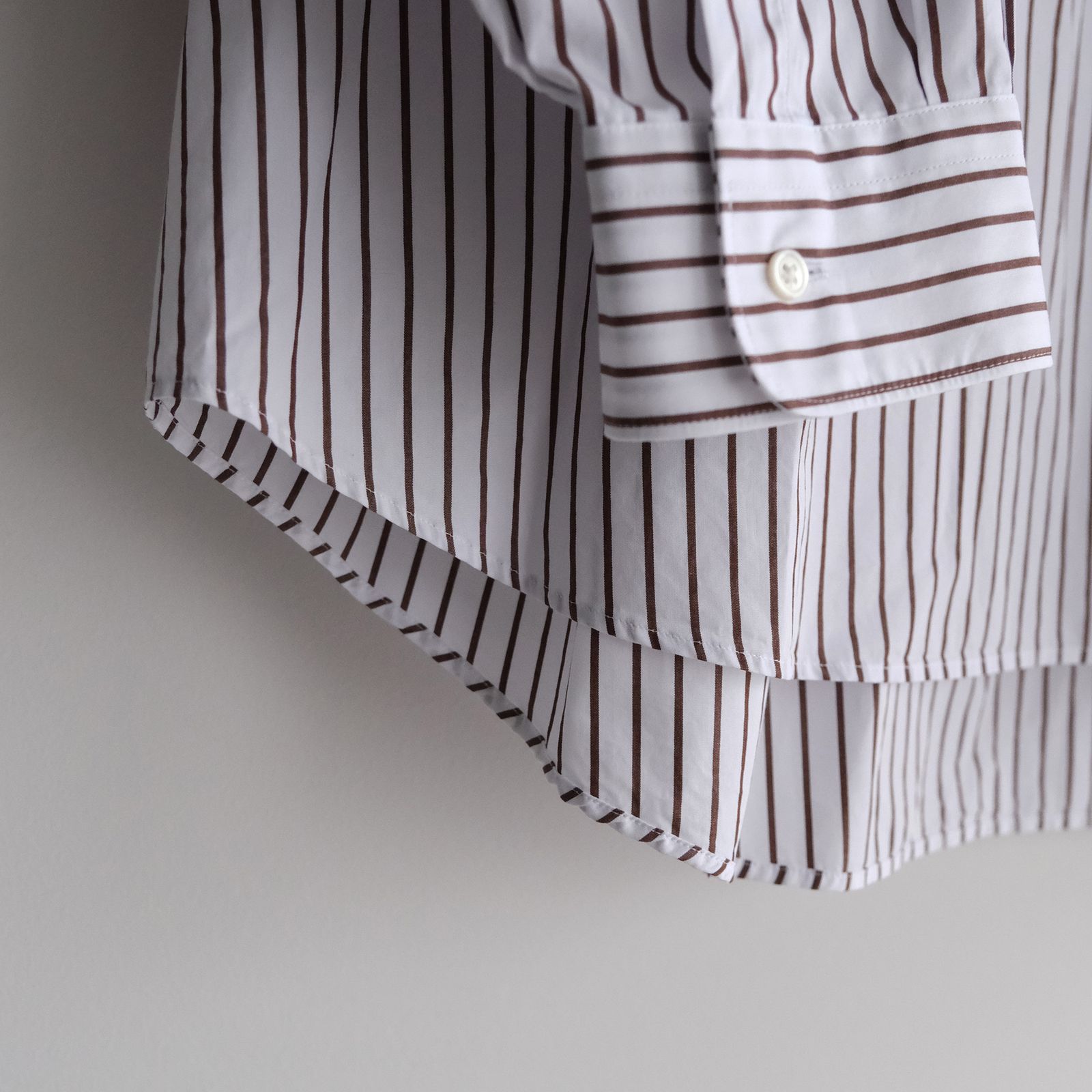 Sidogras Stripe L/S Oversized Regular Collar Shirt -ストライプシャツ-（White（Brown Stripe） / ホワイト（ブラウン ストライプ））GM254-50025STB