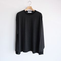 Fine Wool Border L/S Crew Neck Tee -Tシャツ-（Black×Gray / ブラック×グレー）GU263-70158B